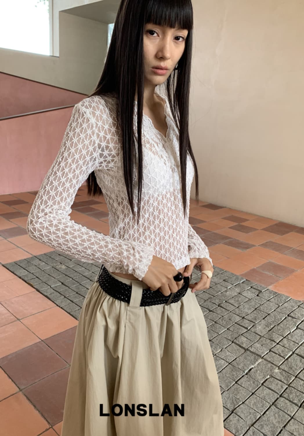 Lonslan (youth kit) 레이스 브이넥 롱 슬리브 상품이미지1