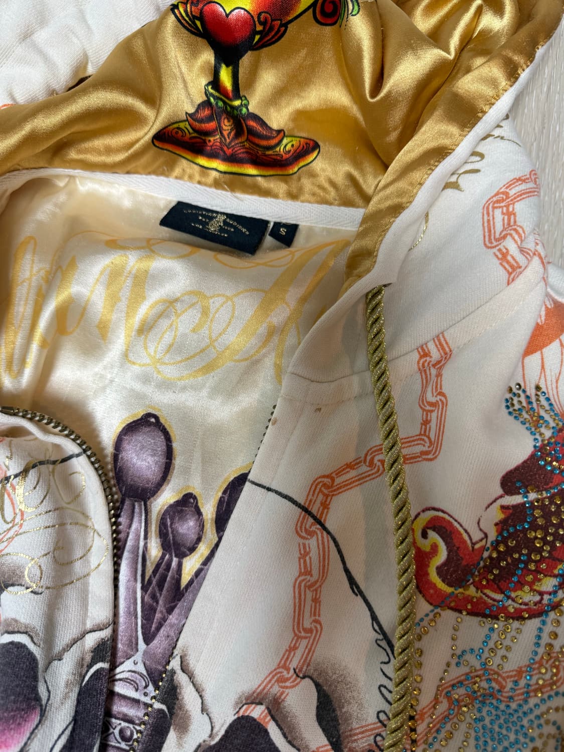 크리스찬 오디저 스컬 큐빅화이트 후드집업 상품이미지5