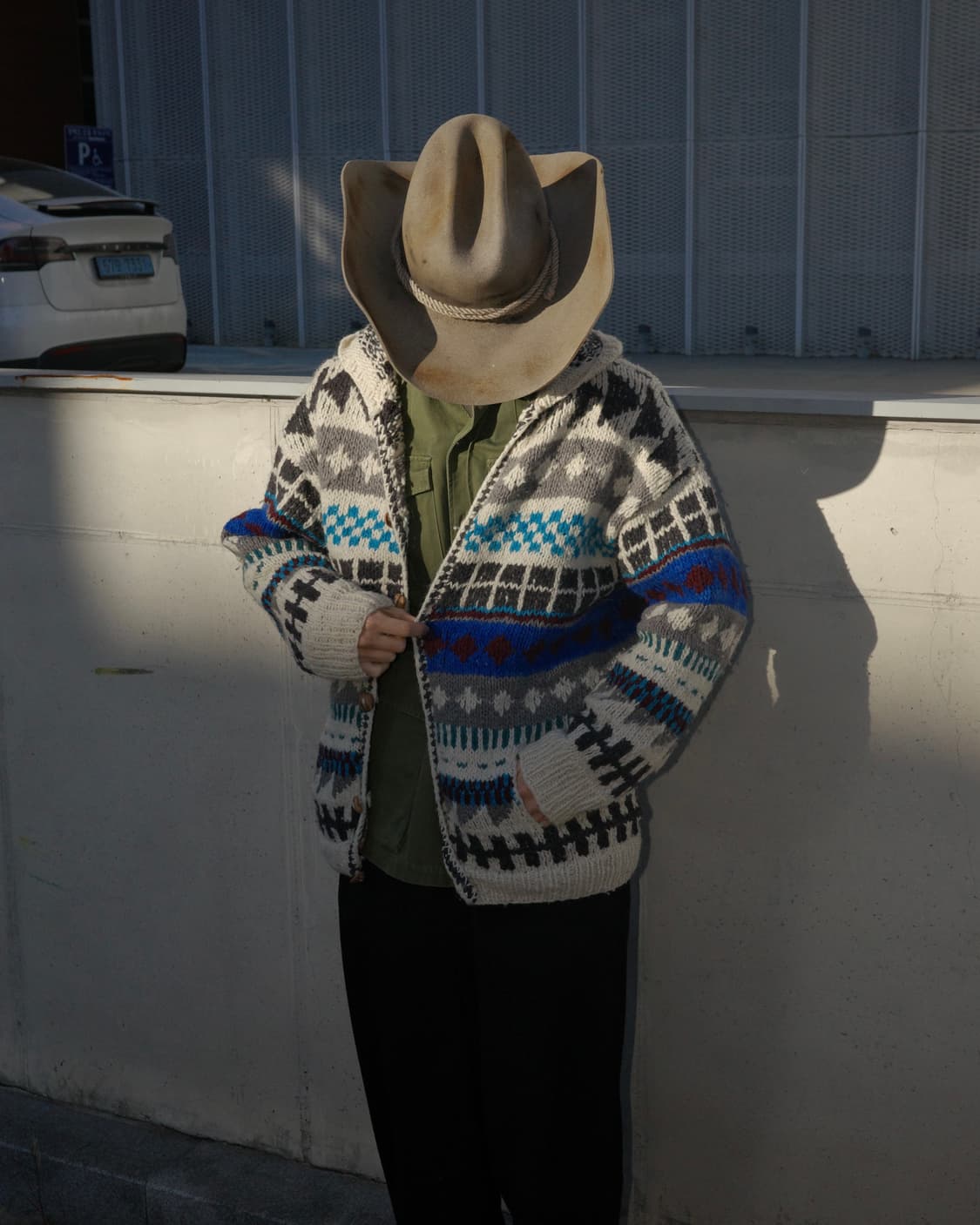 80-90‘s 빈티지 노르딕 패턴 후드 니트 상품이미지6