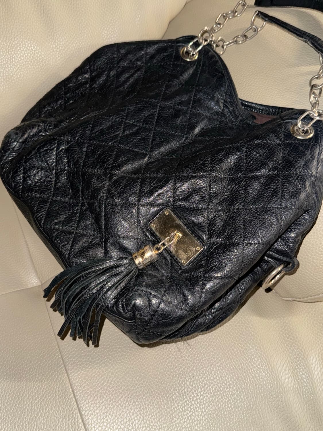 leather tassel detail chain shoulder bag 상품이미지2