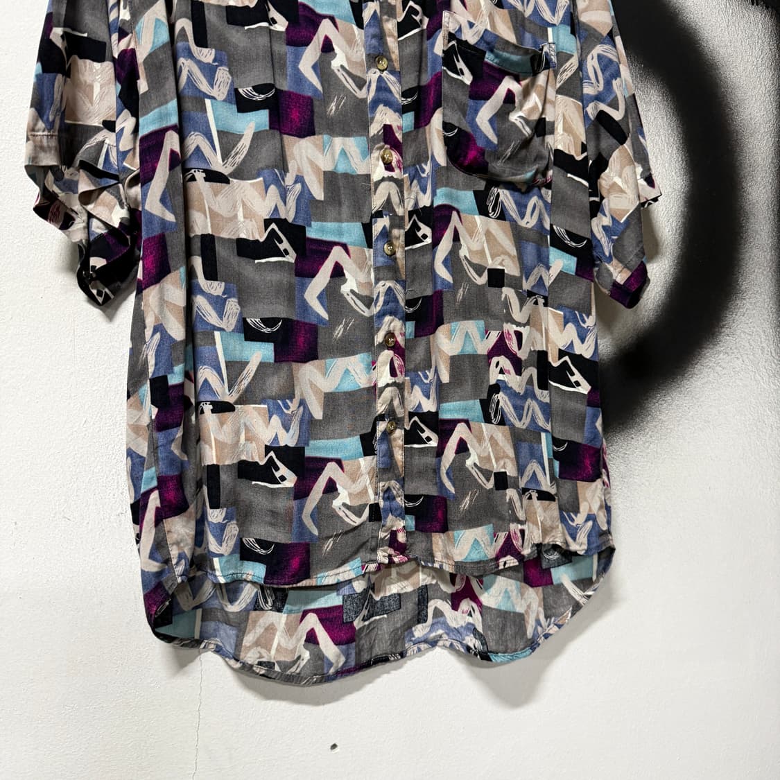 VTG 빈티지 빅사이즈 기하학 풀 패턴 반팔 셔츠 상품이미지4