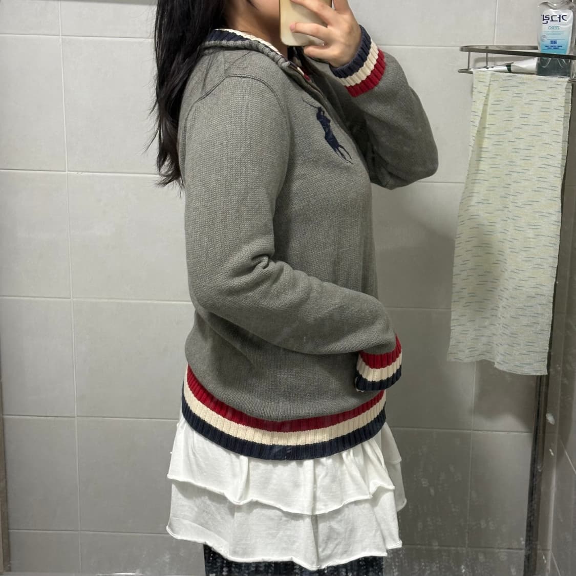 대대장) 폴로 랄프로렌 빅포니 배색 니트집업 상품이미지4