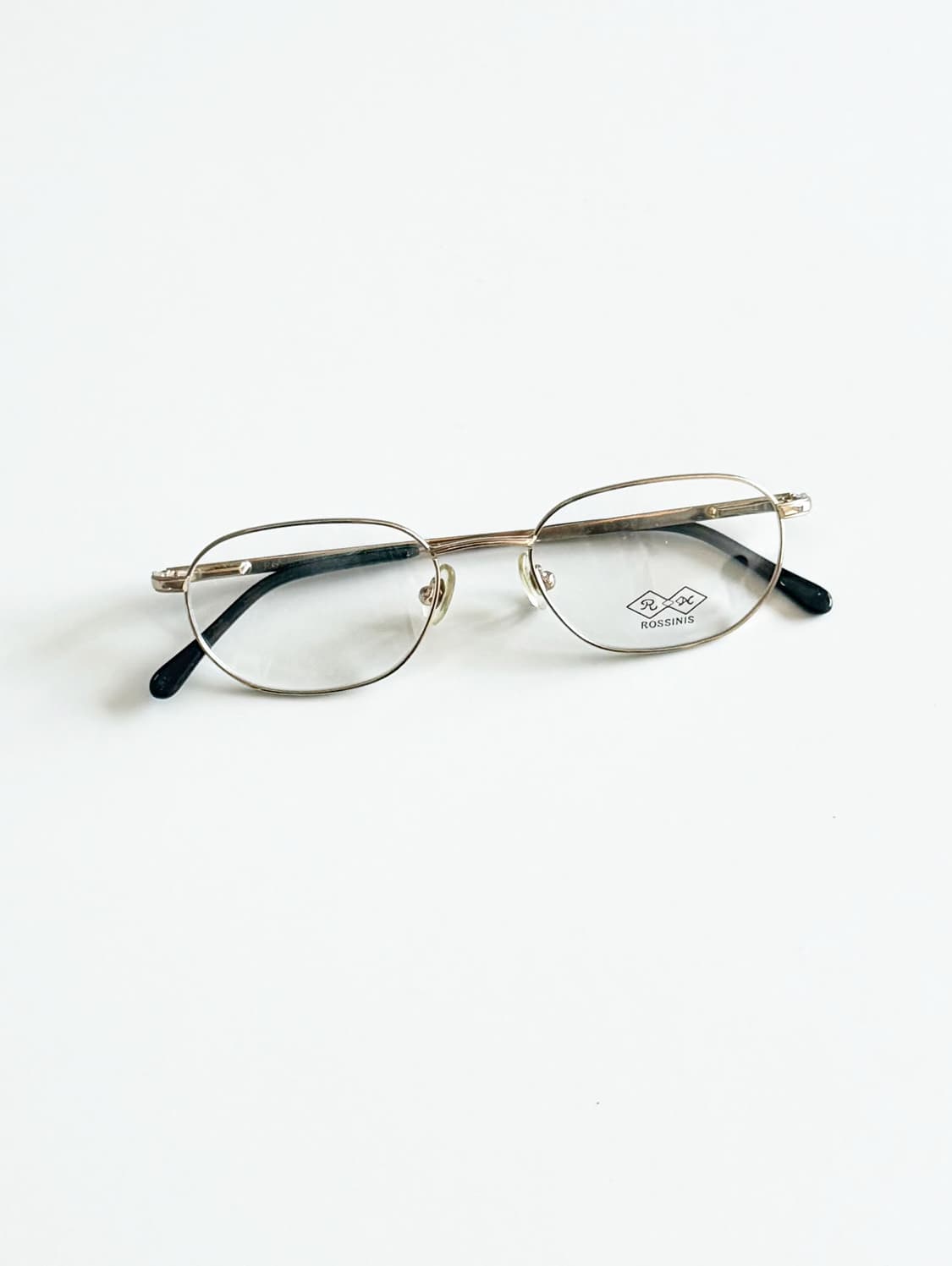 90s ROSSINIS 골드 메탈 슬림 스퀘어 빈티지 안경 상품이미지2