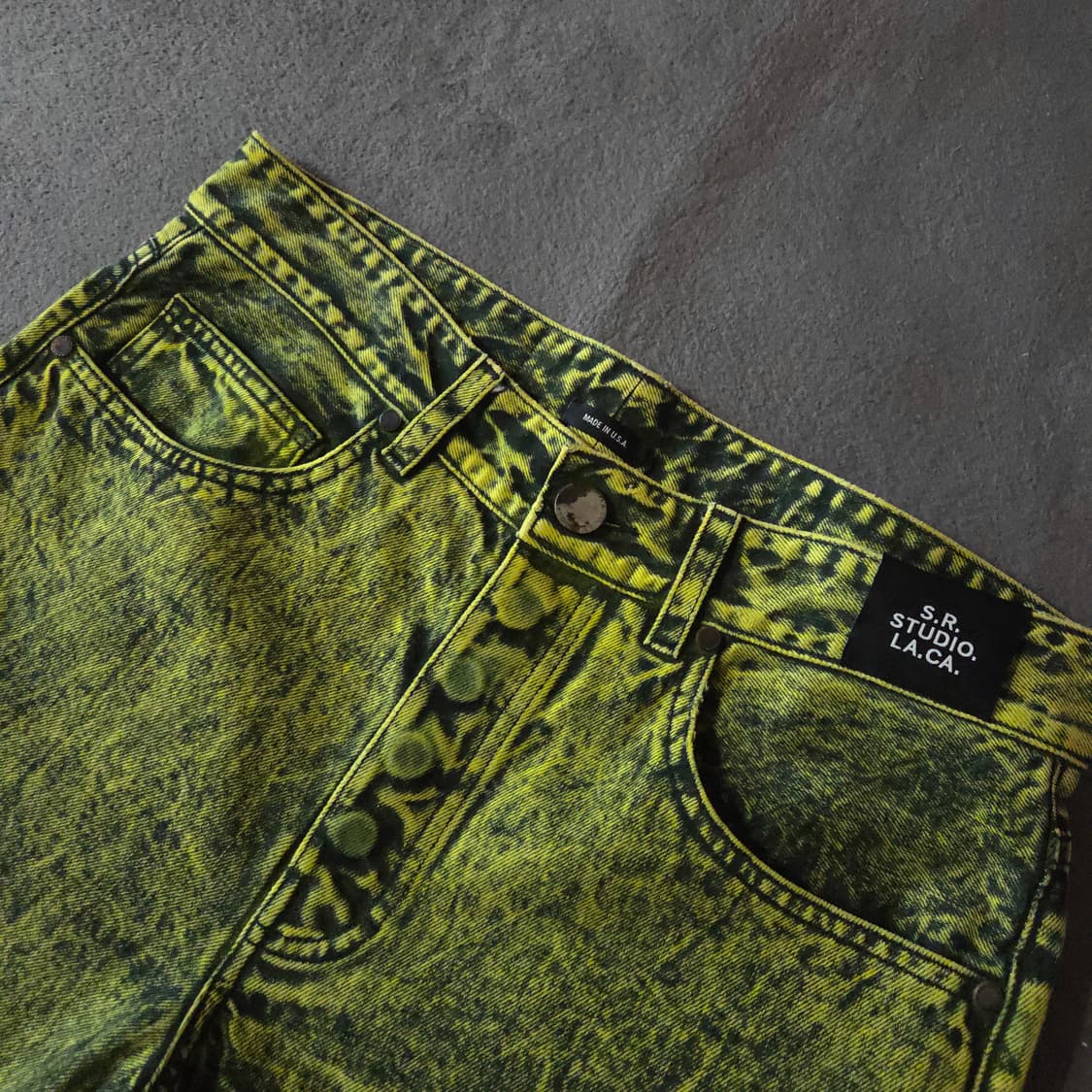 SR STUDIO LACA 테이퍼드 그린 핸드다이드 데님 팬츠 31 상품이미지4