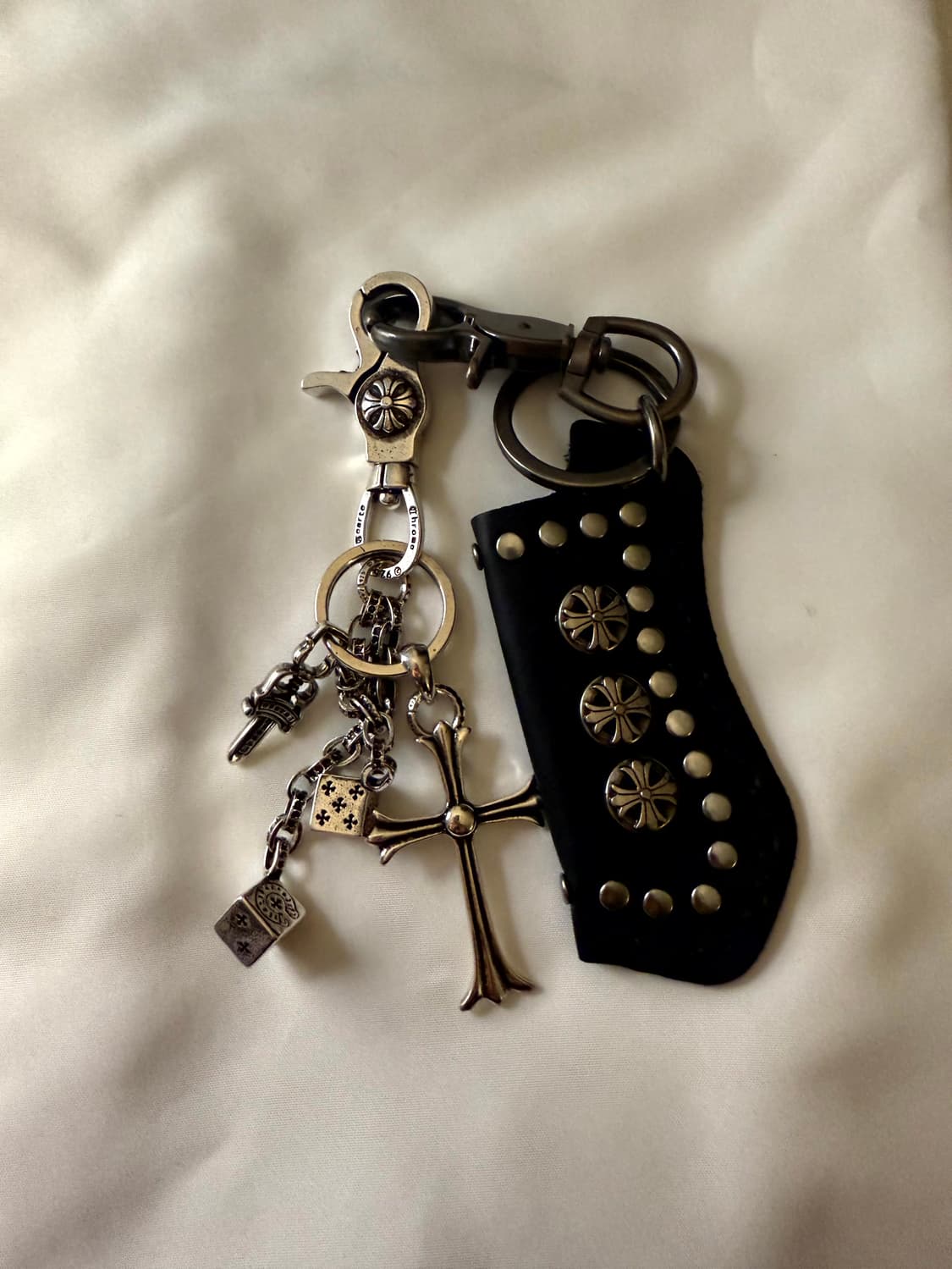 크롬 크로스 포인트 가죽 립밤 키링 카라비너 스트릿 무드 새상품 상품이미지1