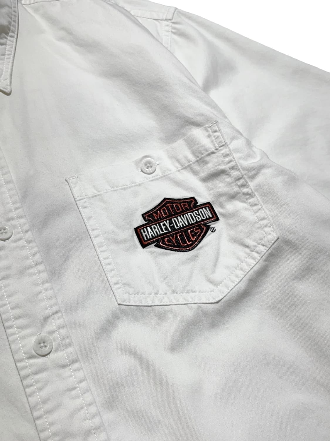 할리데이비슨 플레임 로고 화이트 반팔 셔츠 상품이미지4