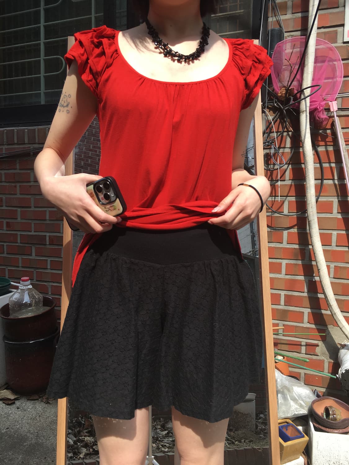 블랙 레이스 큐롯 팬츠 (스커트 팬츠) 상품이미지1