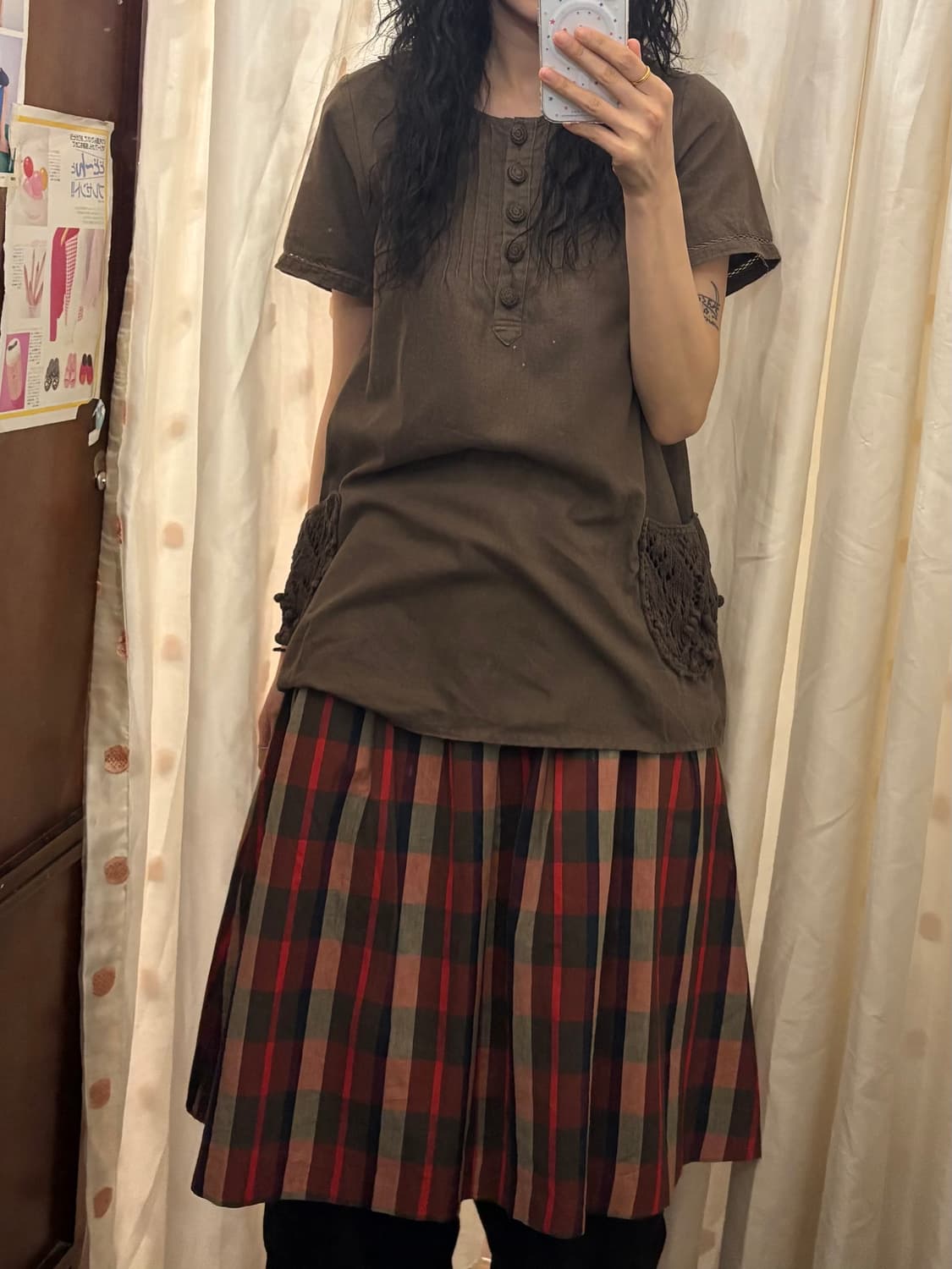jpn vintage check midi skirt 상품이미지4