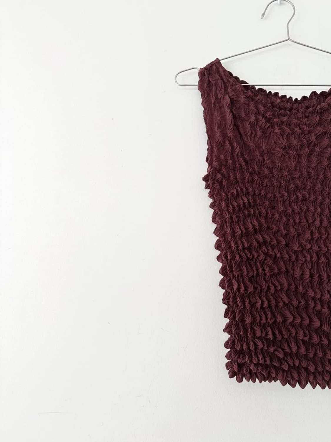 Popcorn pleats sleeveless / wine 상품이미지2