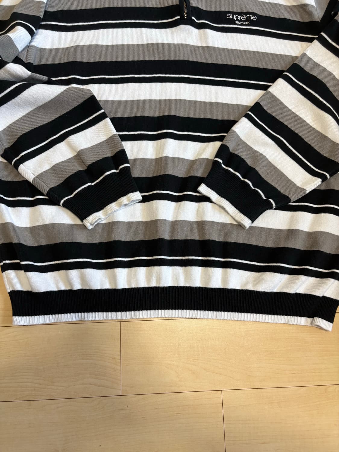 슈프림 스트라이프 집 롱슬리브 폴로 블랙 24FW L 상품이미지5