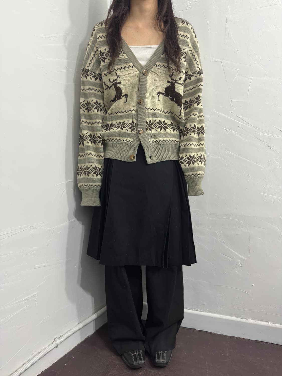 point walk nordic knit cardigan 상품이미지2