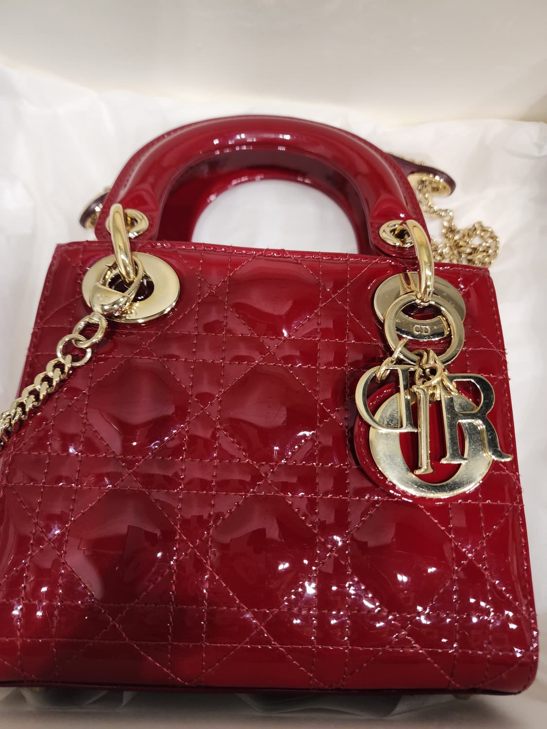 디올 레이디백 미니 페이던트 금장 상품이미지8