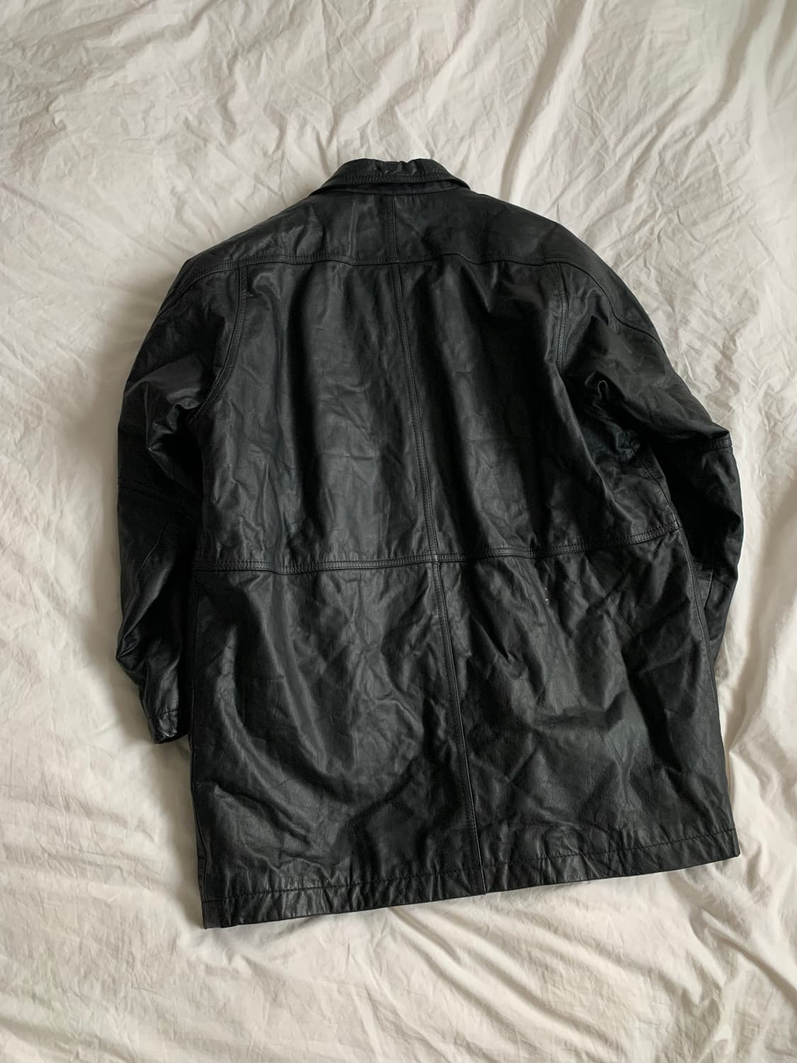 블랙 레더 코트 상품이미지7