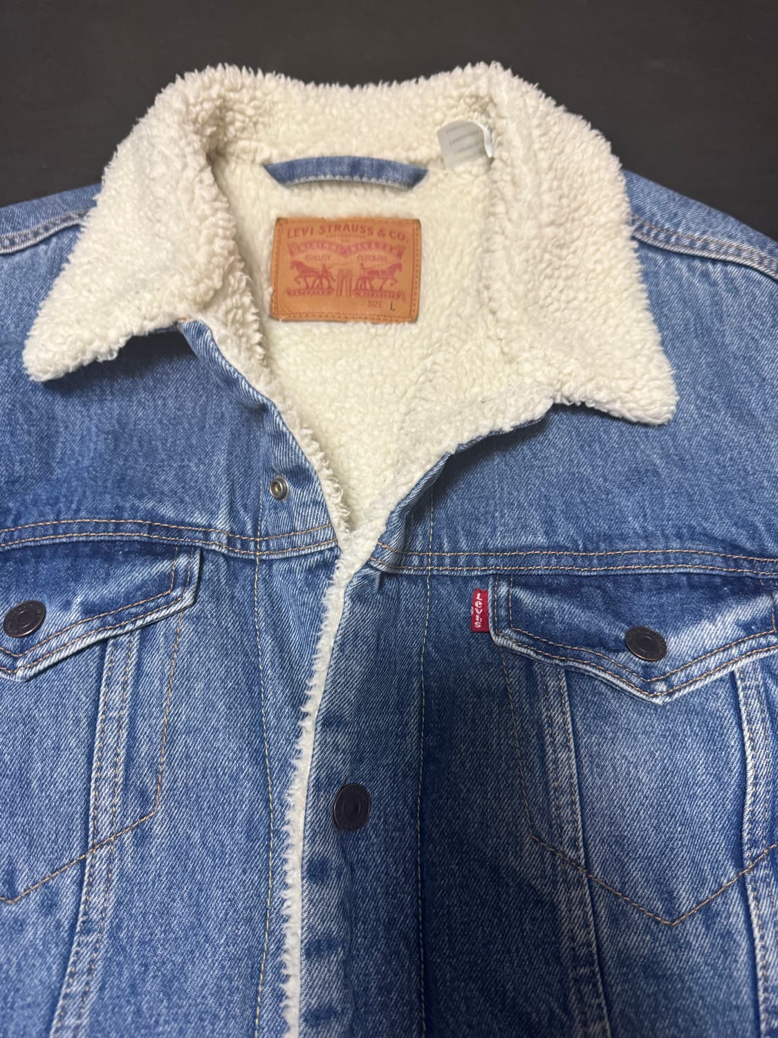 정품중고 리바이스 쉐르파 트러커 양털청자켓 L 상품이미지2