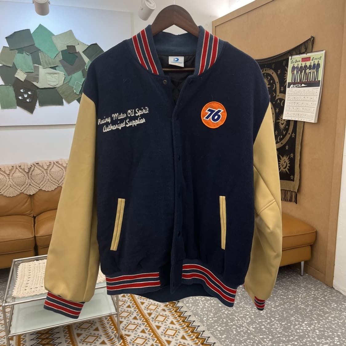 빈티지 76 올드스쿨 레트로 키치 레더 바시티 자켓 110 C10796 상품이미지3