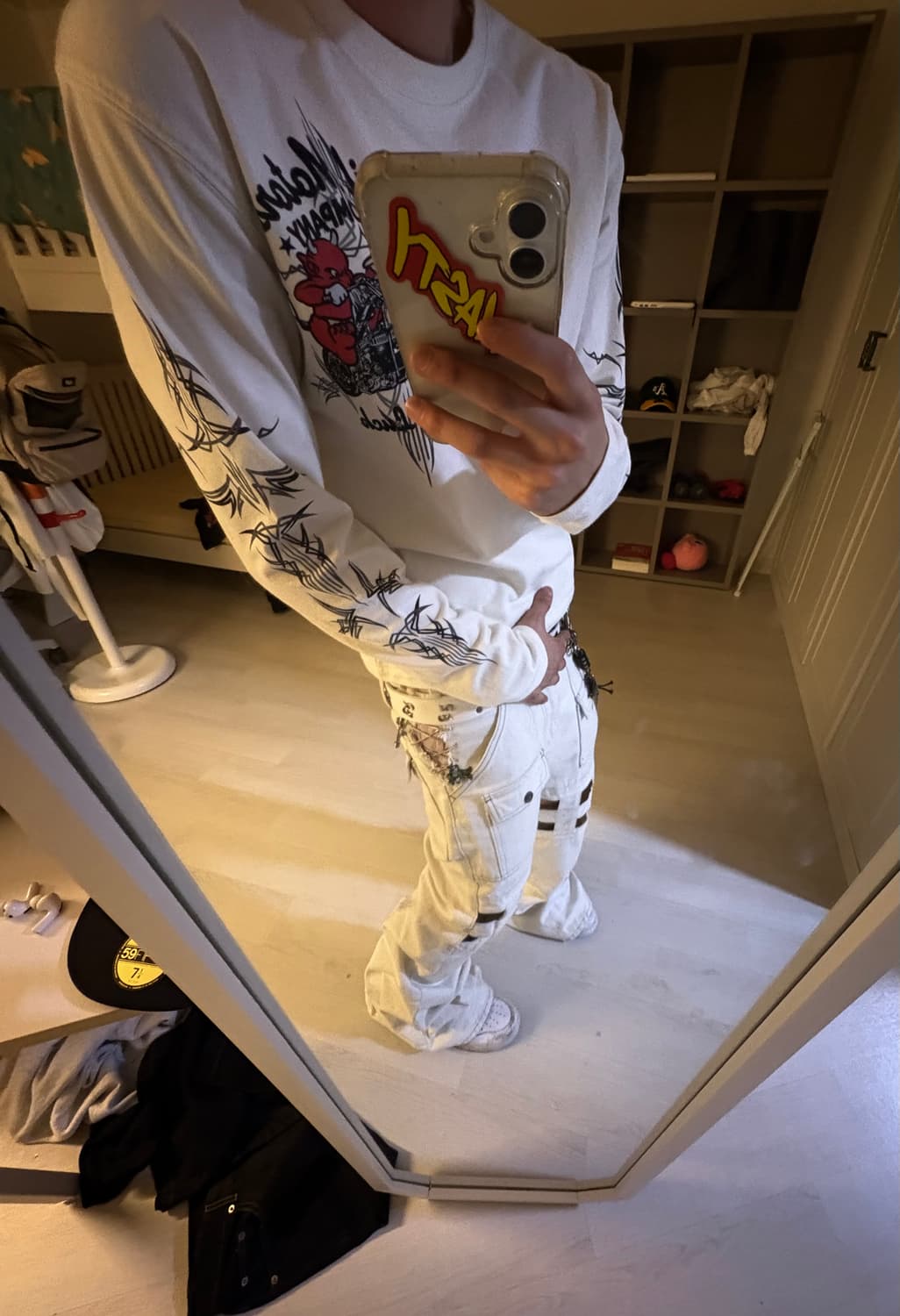 Kapital 14oz 화이트 데님 커스텀 팬츠 / 1of1 / 체인 디 상품이미지7