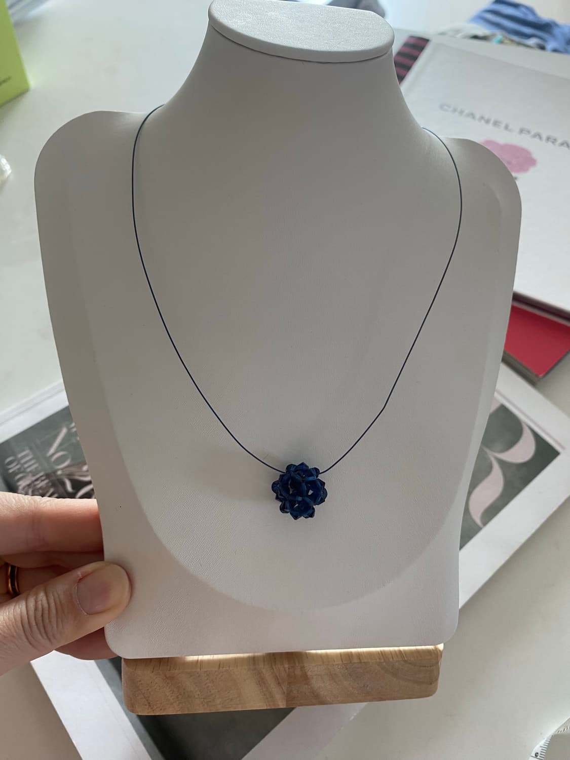 빈티지 비즈 블루 플라워 목걸이 상품이미지6