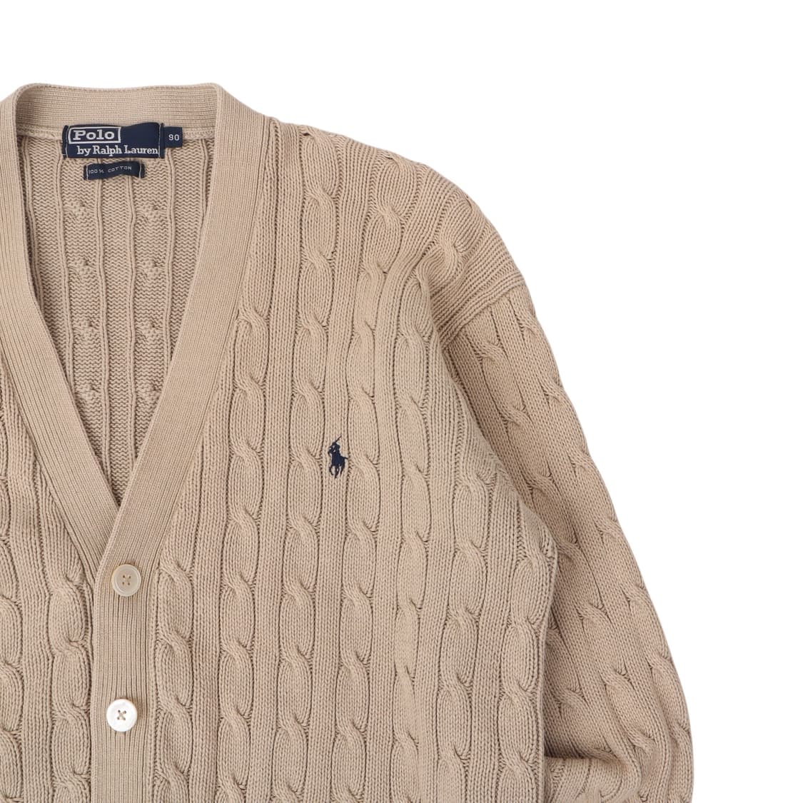 90s 폴로 랄프로렌 베이지 케이블 니트 가디건 상품이미지3