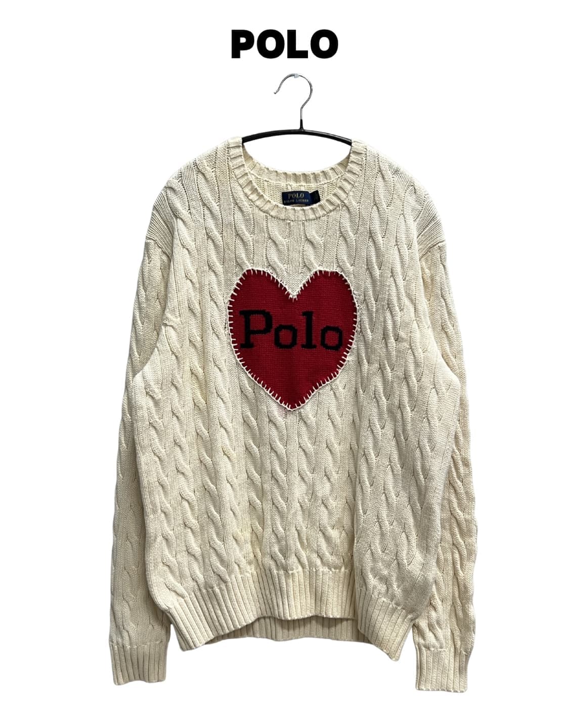 (L) 폴로 랄프로렌 하트 케이블 꽈배기 니트 상품이미지1
