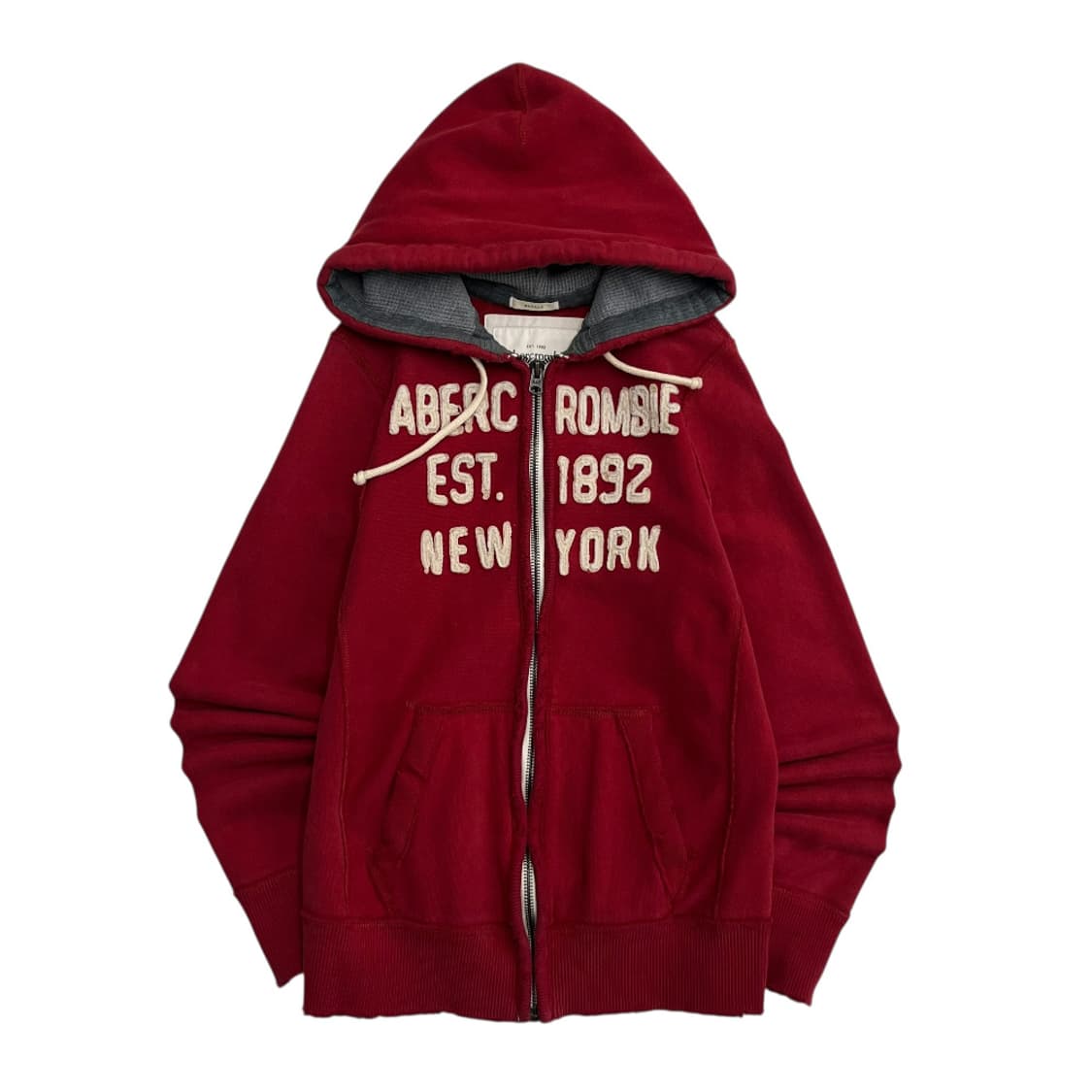 아베크롬비 센터로고 딥레드 후드집업 M 상품이미지2