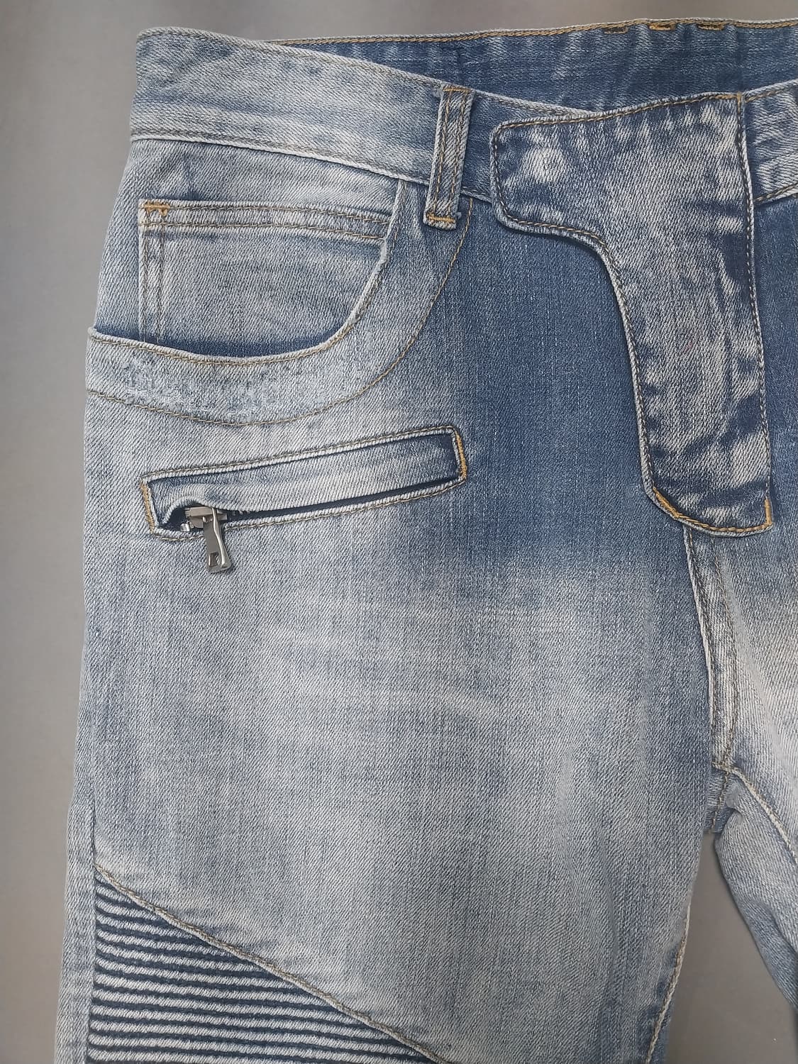 [32] 발망 그라데이션 워싱 디스 바이커진 청바지 상품이미지2