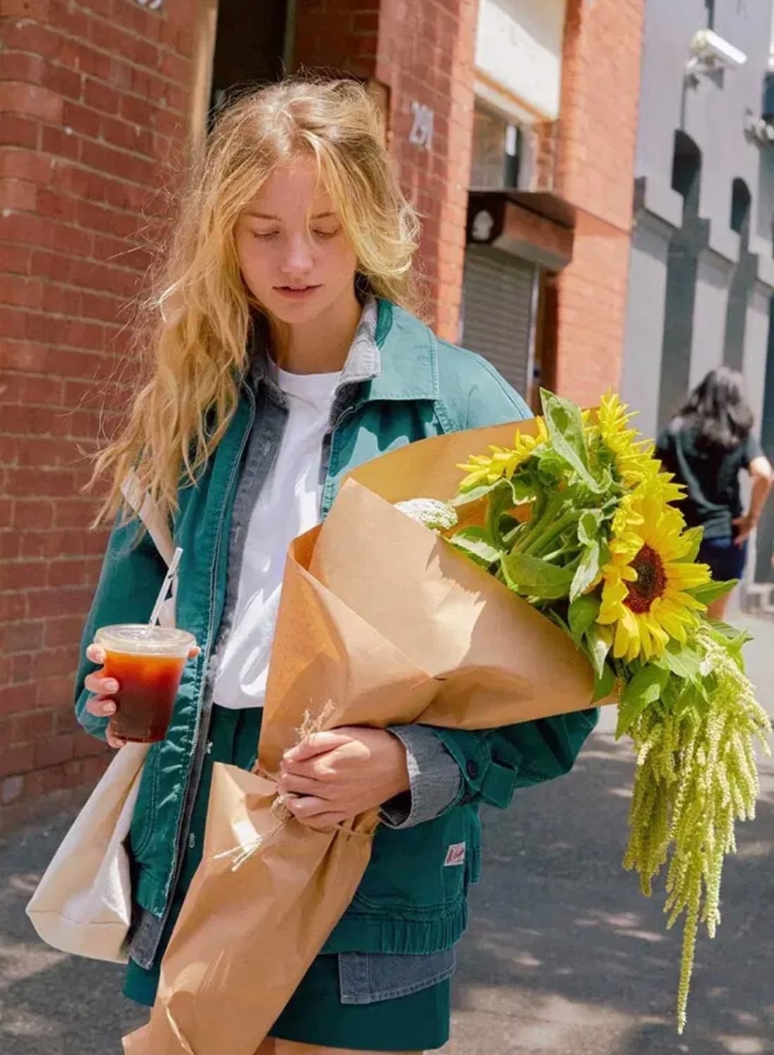 가격내림 ! 앤유 베릭 가먼트 워싱 블루종 점퍼 (다크 그린) 상품이미지3