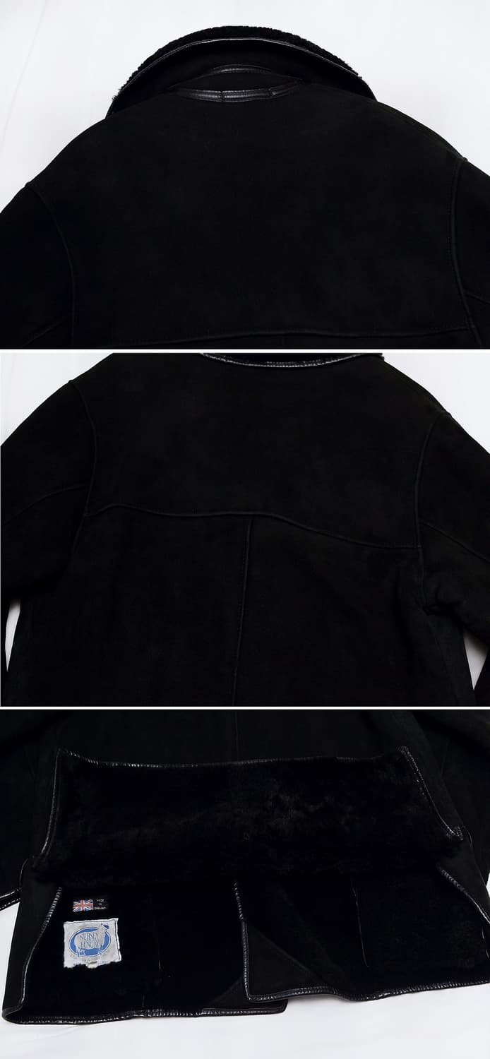 널시 잉글랜드 핸드메이드 블랙 쉽스킨 무톤 코트 자켓 (L / 105+) 상품이미지4