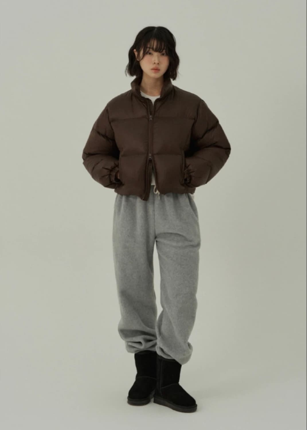 무드인사이드우먼 크롭 숏패딩 브라운 상품이미지8