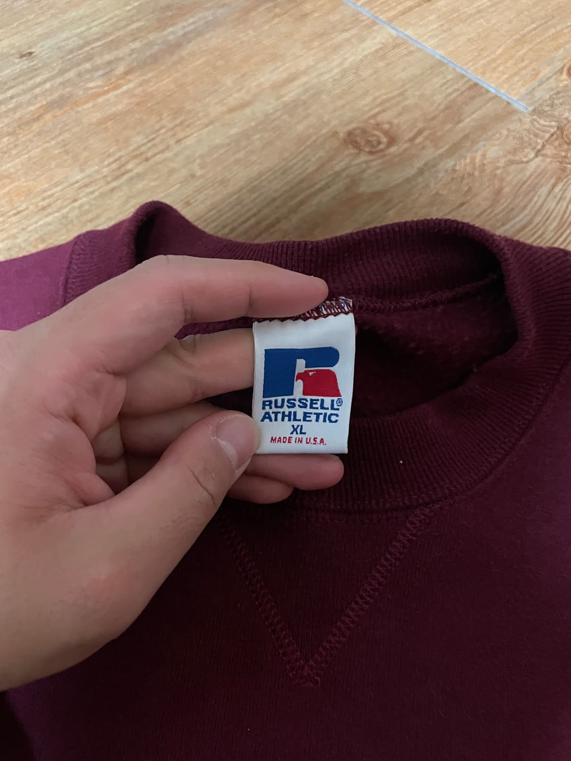 90s 러셀 애슬레틱 스웻셔츠 마룬(버건디) XL 미제🇺🇸 상품이미지2