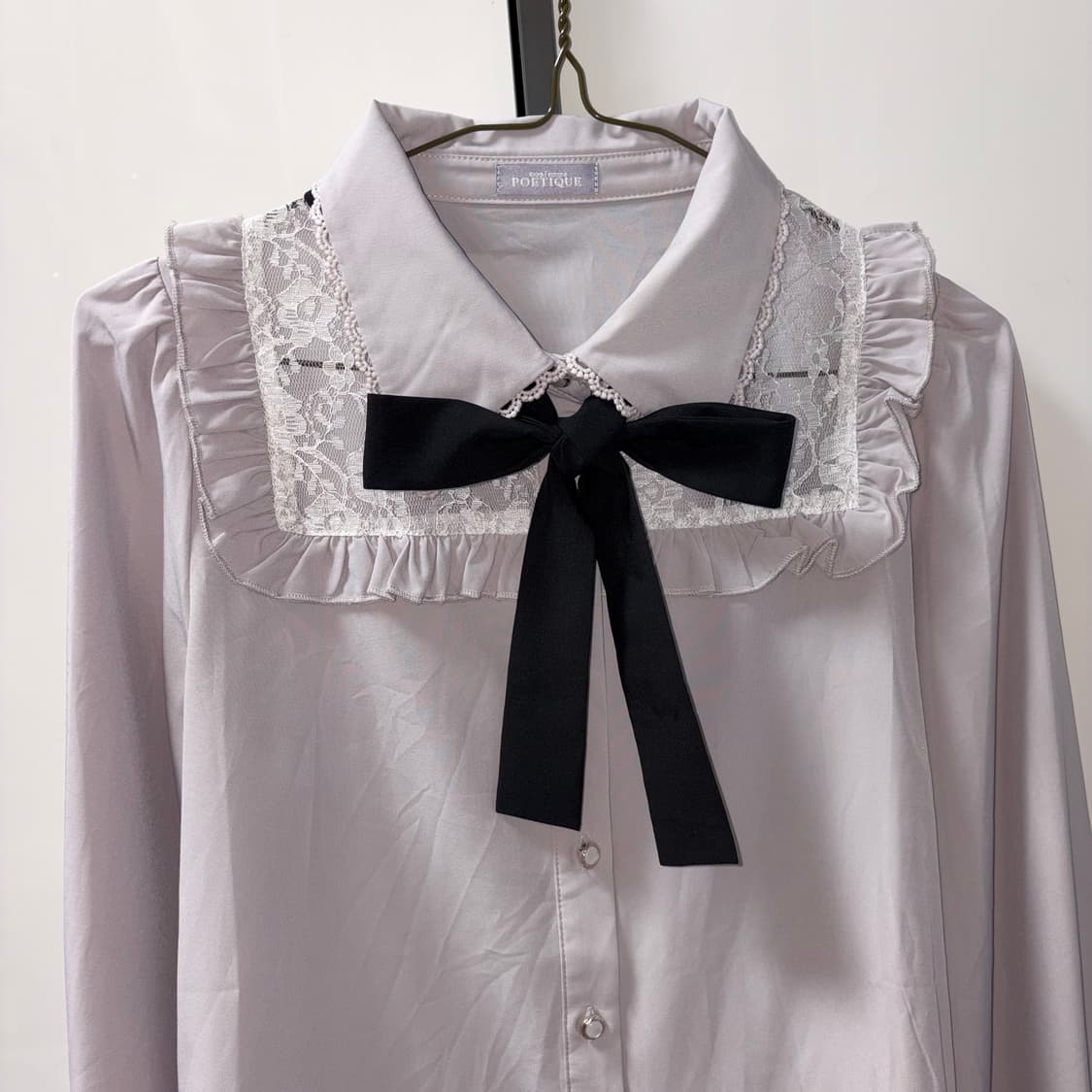 엑시즈팜 부띠끄 라벤더 시스루 블라우스 상품이미지2