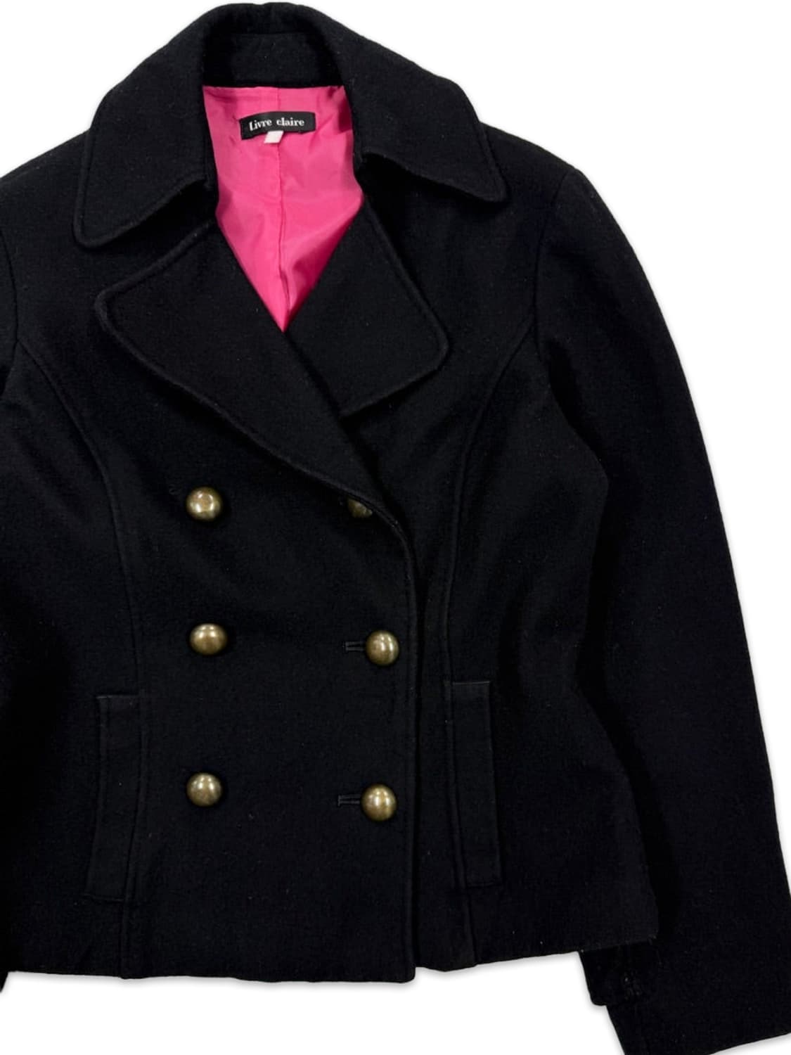 빈티지 Livre claire 블랙 더블 하프 코트 상품이미지3