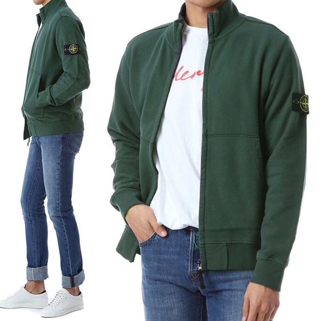 스톤 아일랜드 20s/s 와펜 코튼 집업 딥그린 M 정품 상품이미지6