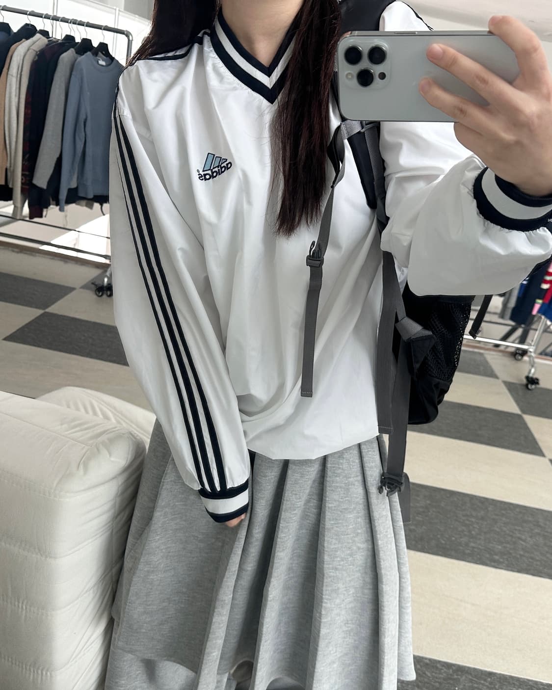 아디다스 화이트 V넥 웜업  상품이미지10