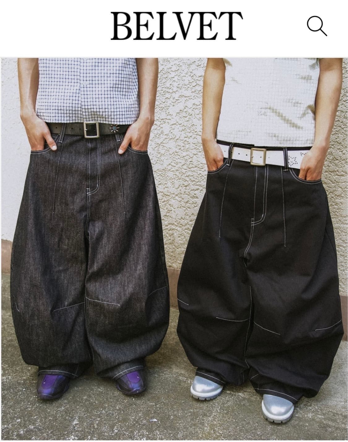 BELVET 일본 스트릿 와이드 베기 팬츠  상품이미지7