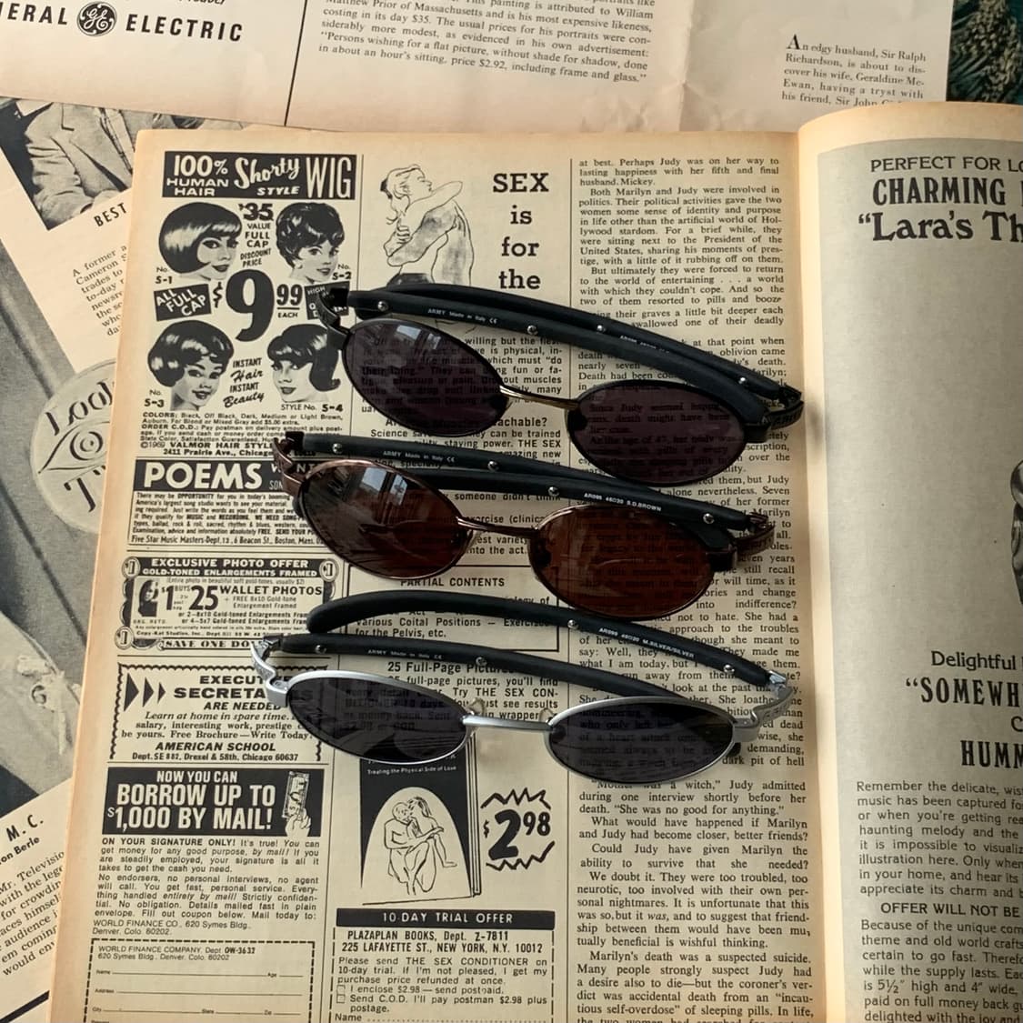 899 Y2K 블랙 오벌 메탈 선글라스 슬림 타원형 남녀공용 데드스탁  상품이미지1