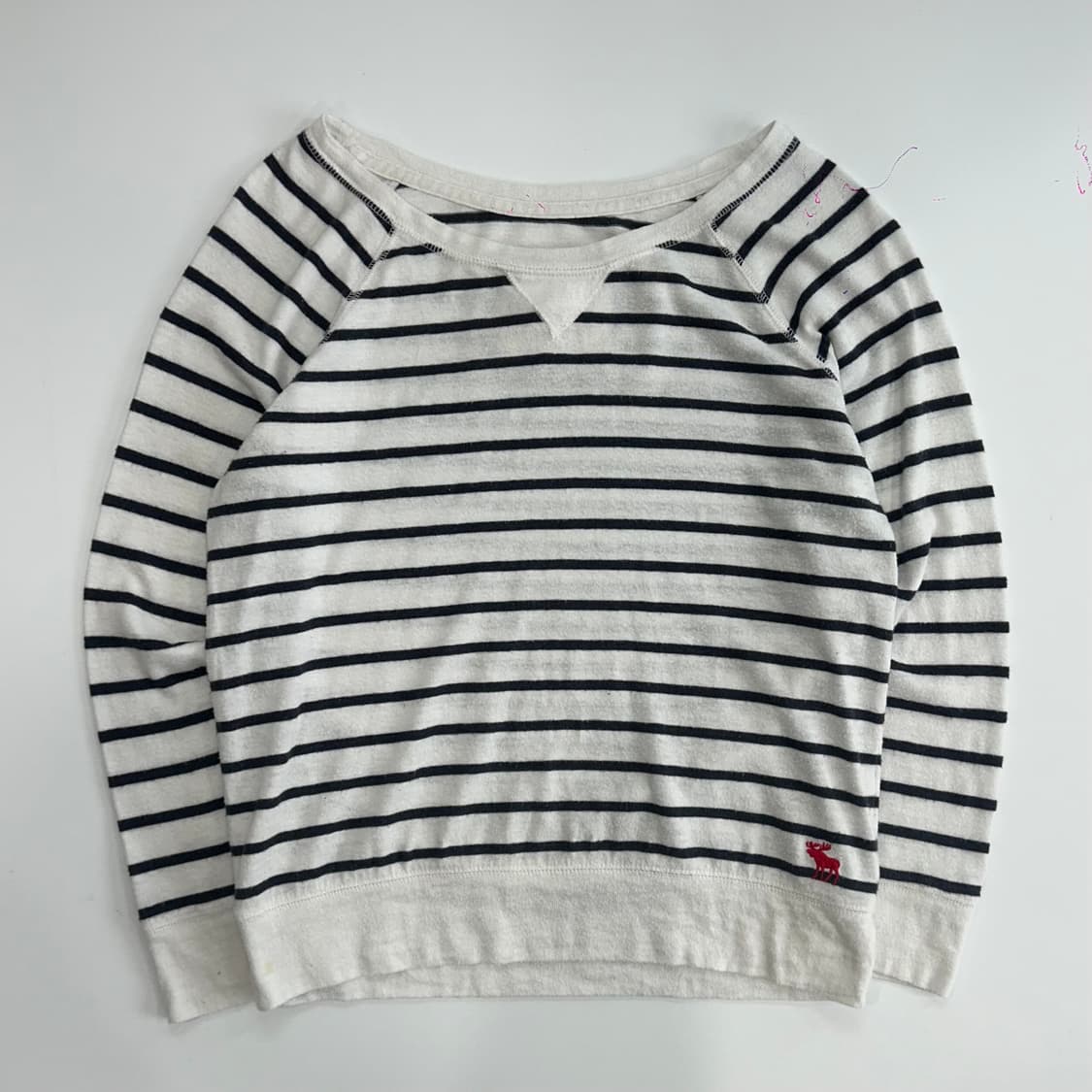 Abercrombie 아베크롬비 딥네이비 스트라이프 7부 티셔츠  상품이미지3