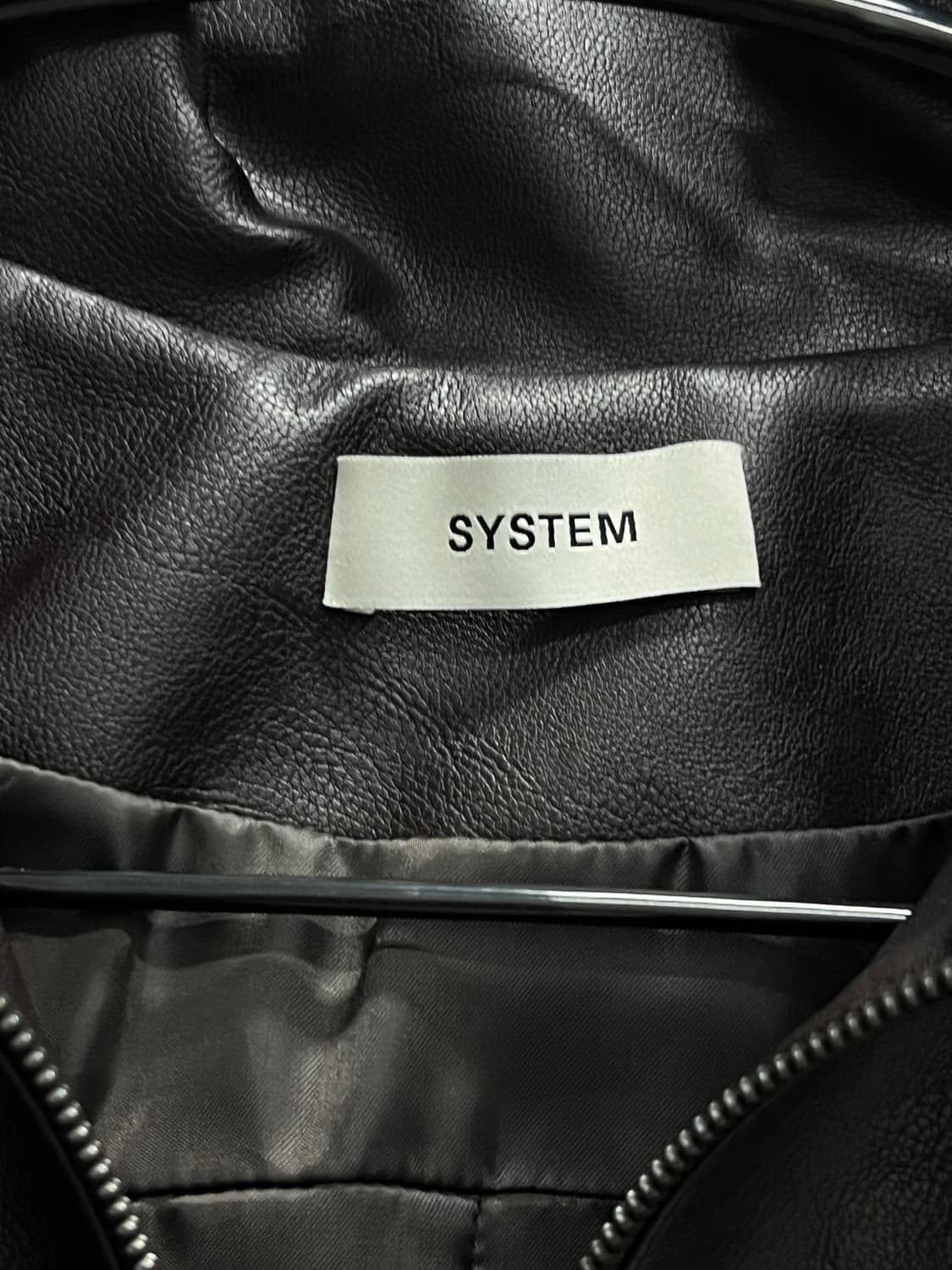 (새상품급) 25SS시스템 오버사이즈 레더 밴딩 자켓 다크브라운 상품이미지3