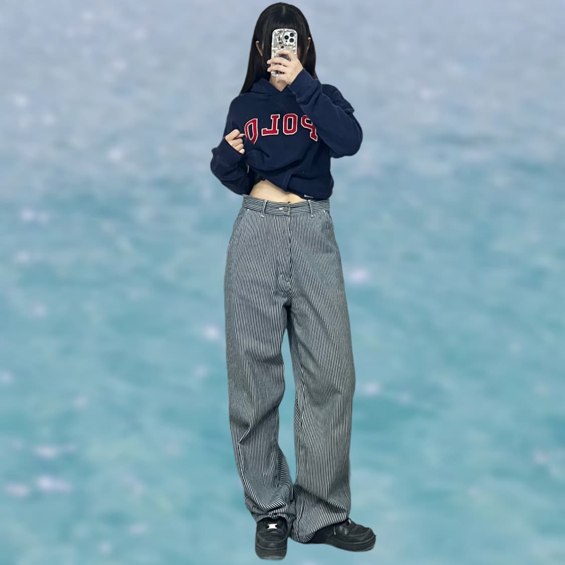 스트라이프 워크 데님 팬츠 상품이미지1