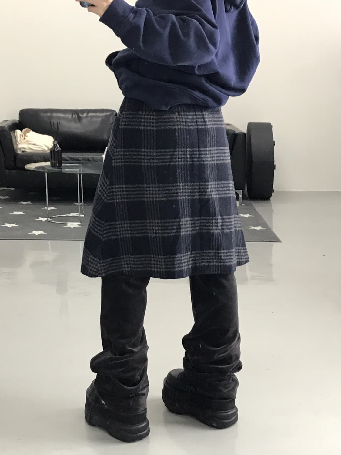Beams Wool Checked Midi Skirts 상품이미지3