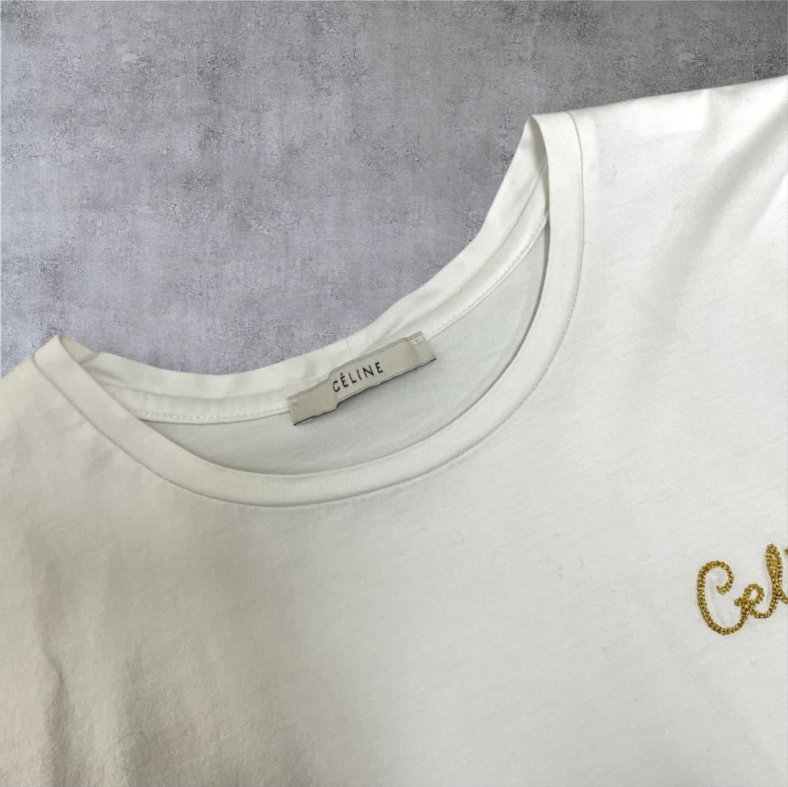 셀린느 Celine 화이트 자수 로고 반팔 티셔츠 38 상품이미지2