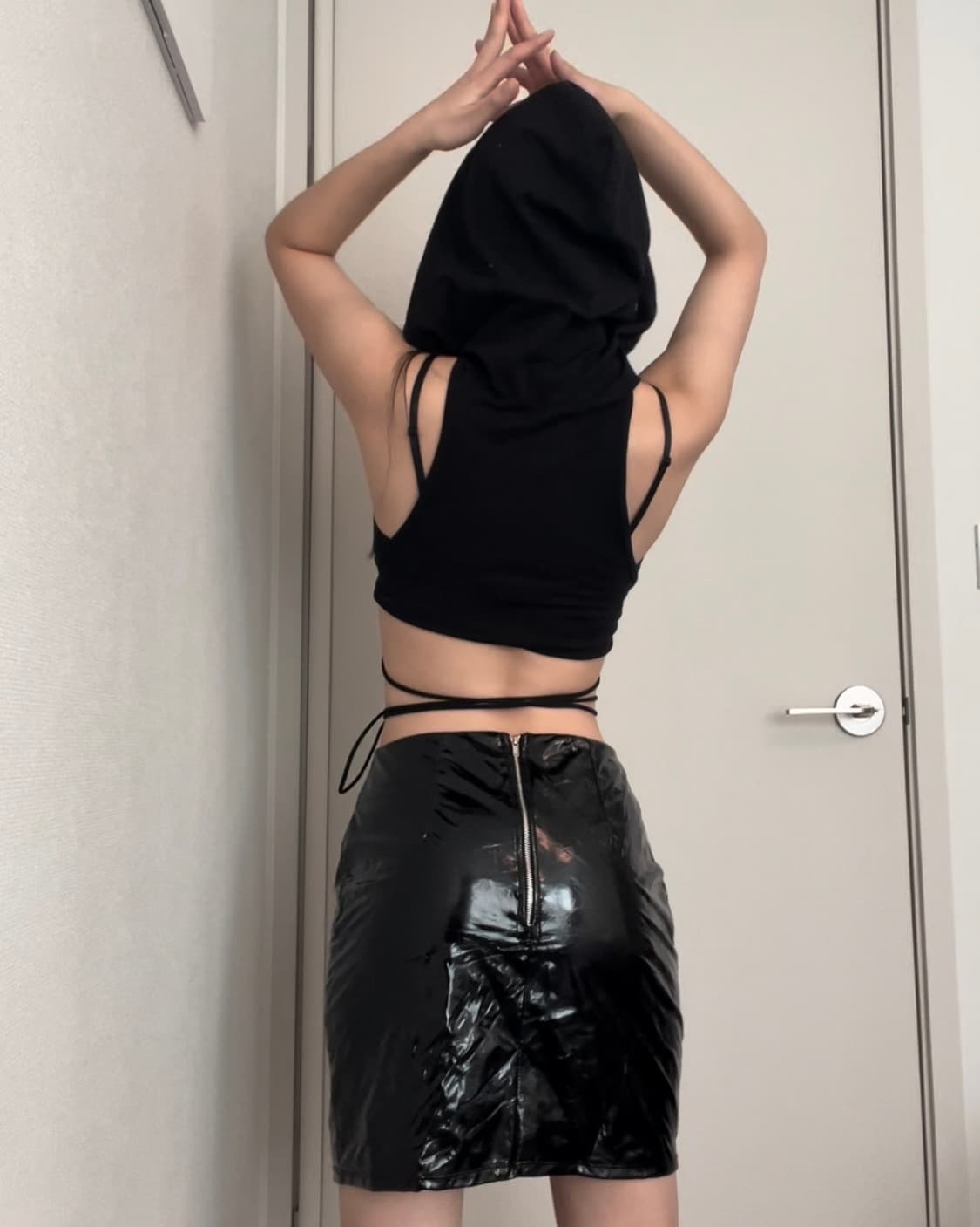 black eyelet hoodie sleeveless 상품이미지3