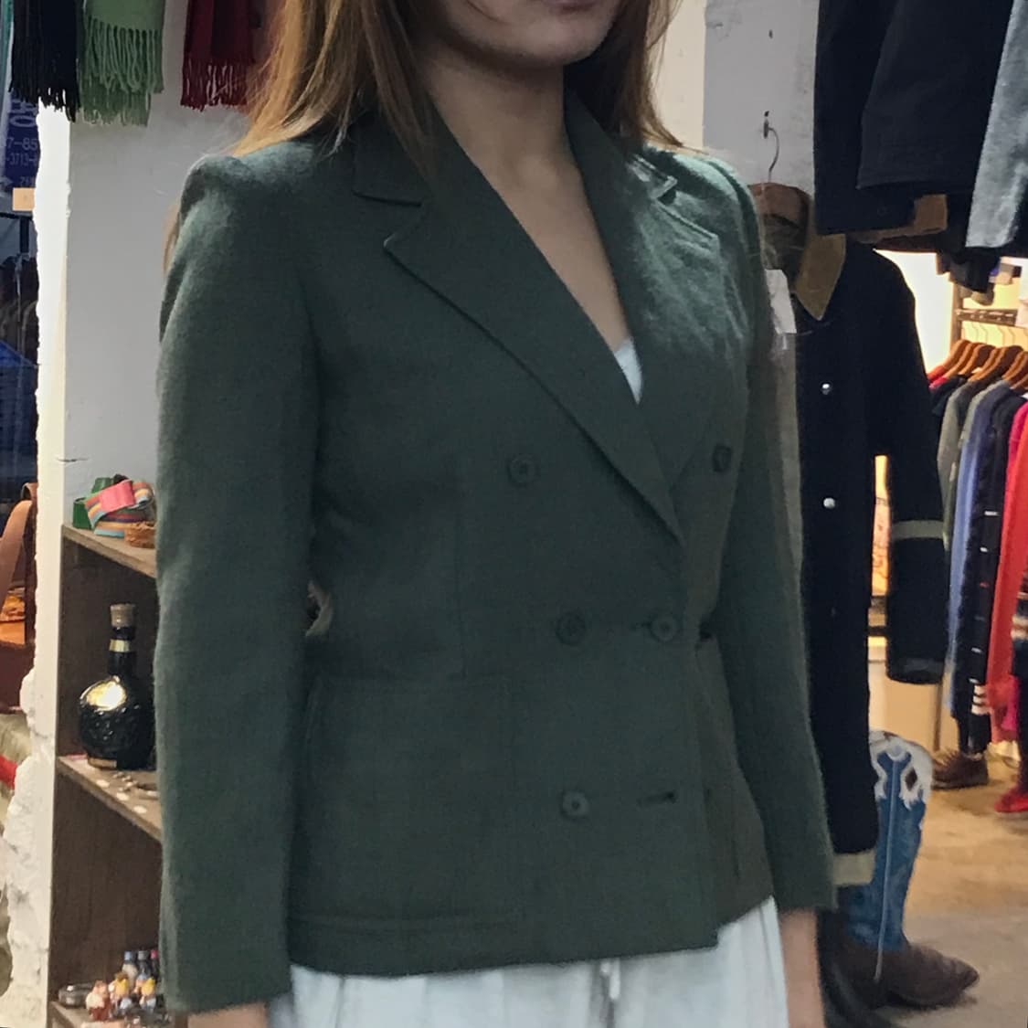 90s 지방시 카키색 더블 버튼 울 자켓 여성 44 55 사이즈 상품이미지2