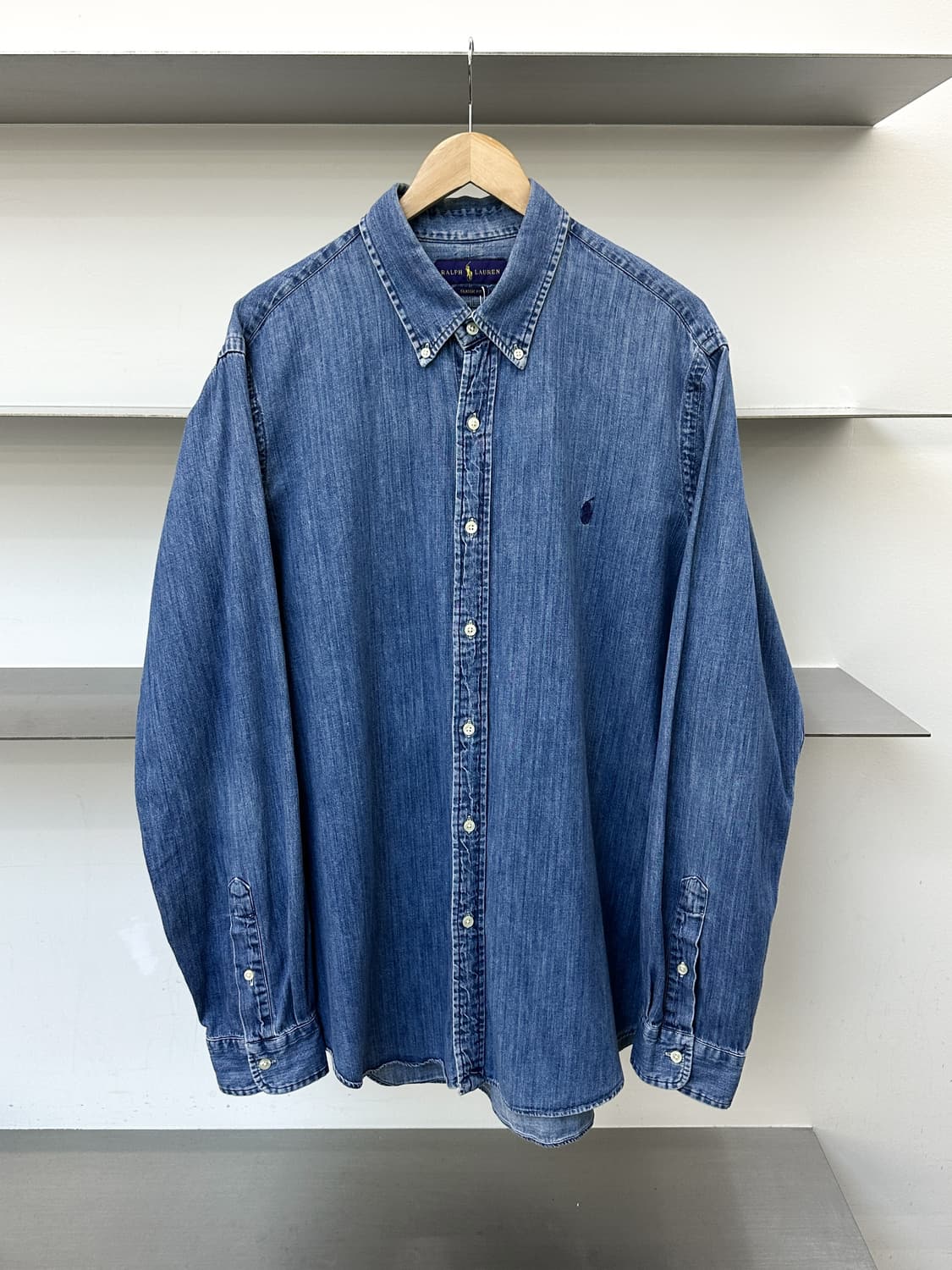 폴로랄프로렌 베이직 포니 오버사이즈 데님 셔츠 상품이미지1