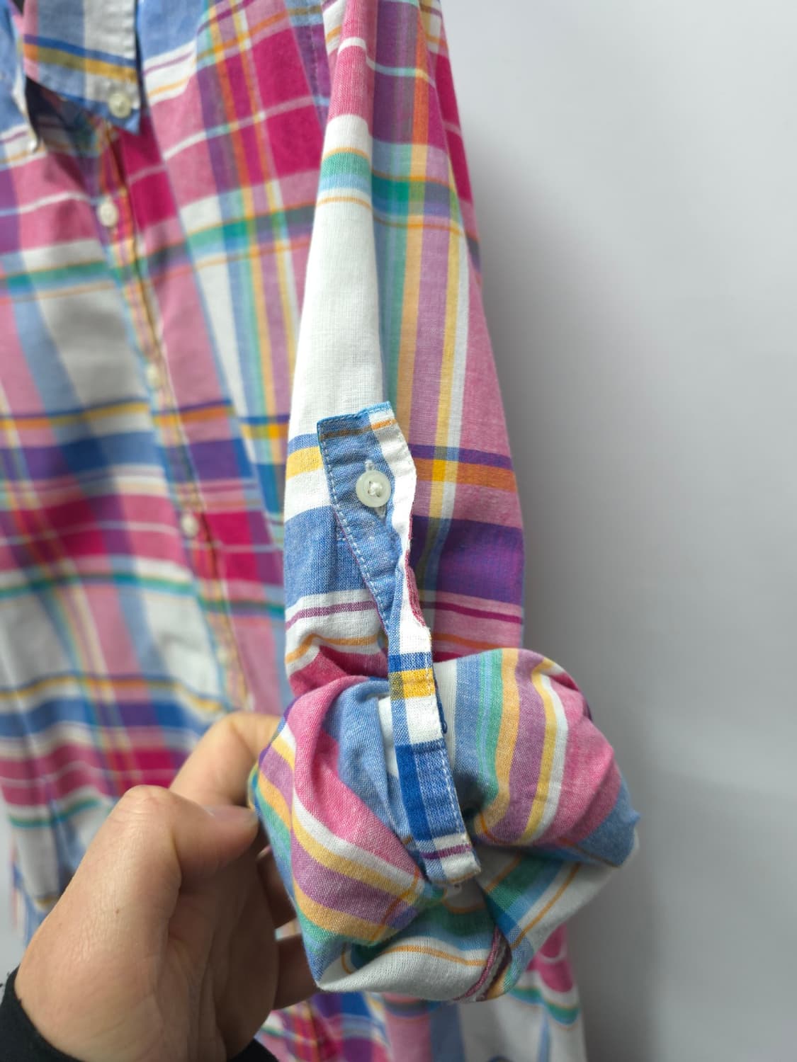 ​타미힐피거 코튼 린넨 체크 롤업 셔츠 (95~100) 상품이미지9