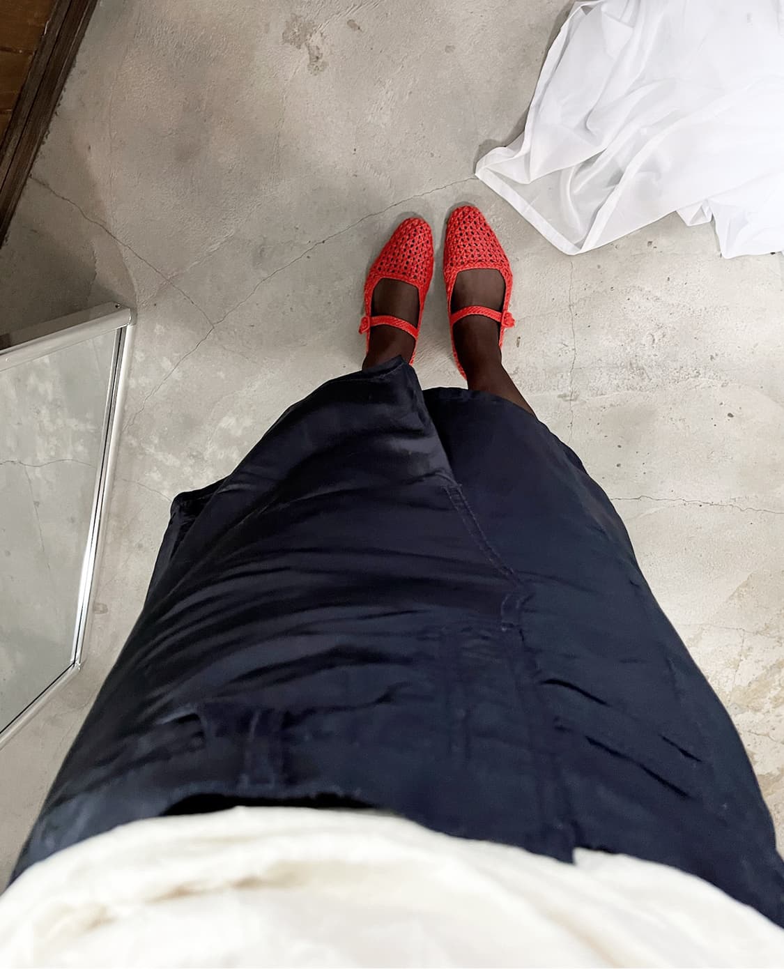 COMME DES GARCONS draped skirt navy 상품이미지1