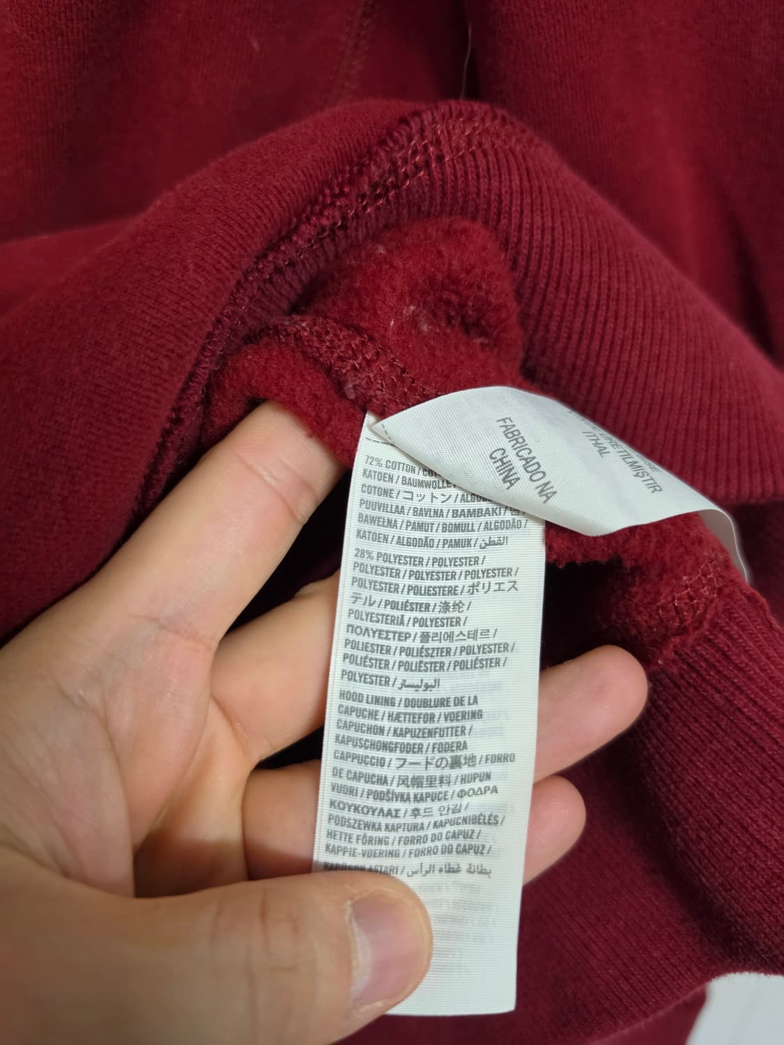 아베크롬비 빈티지 버건디 럭비 후드티 M 상품이미지3