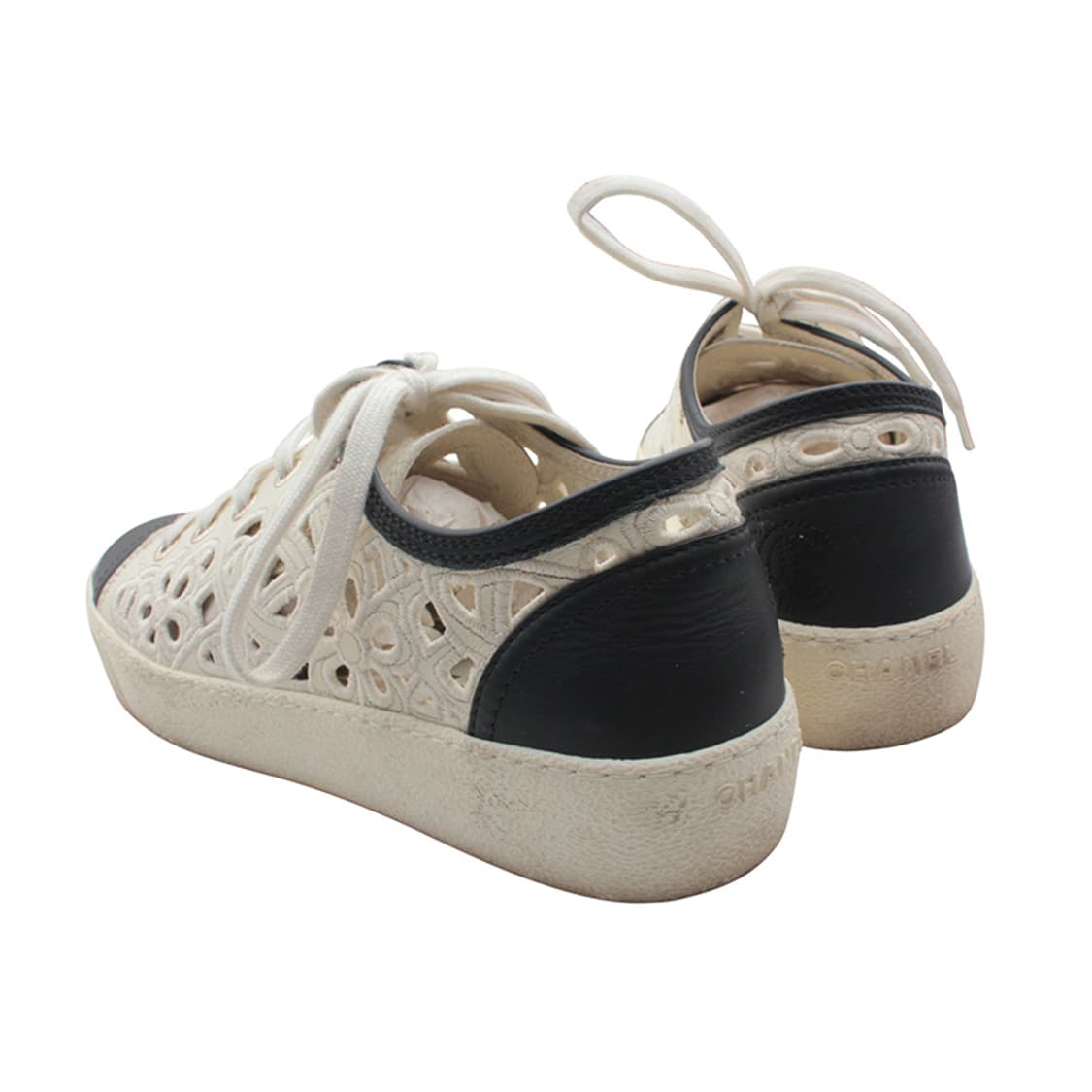 샤넬 아이보리 아일렛 어퍼 캡토 스니커즈 36 상품이미지4