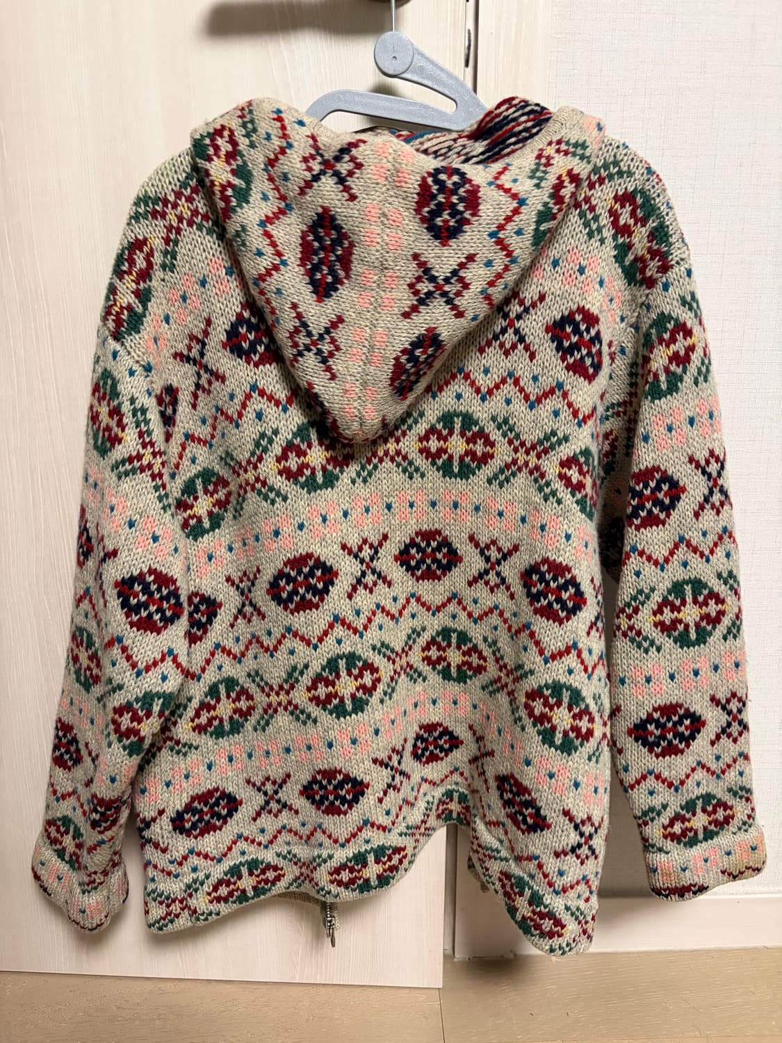 빈티지 페어아일 패턴 후드 니트 집업 상품이미지4