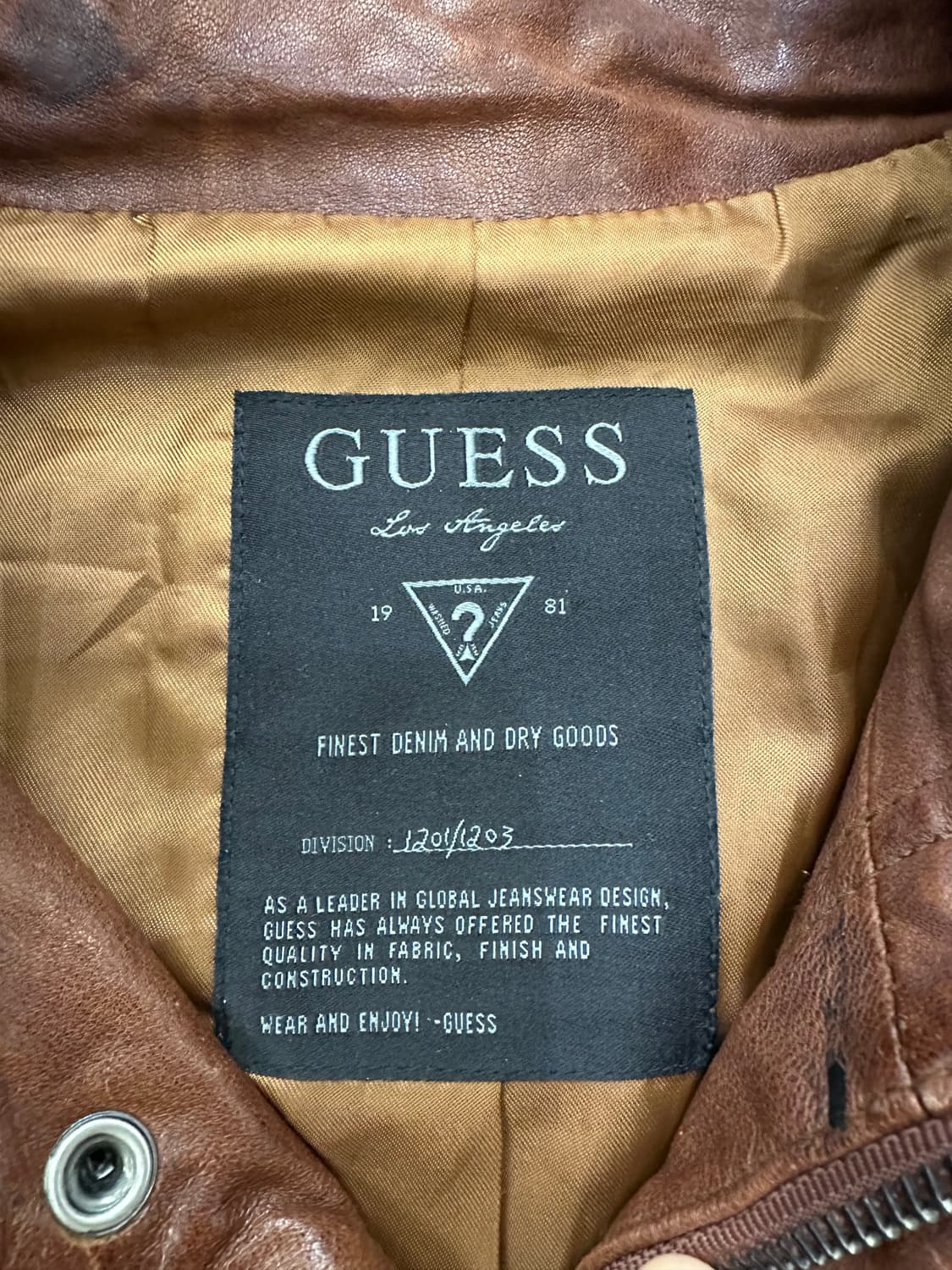 M)GUESS 빈티지 브라운 양가죽 라이더 자켓 상품이미지4