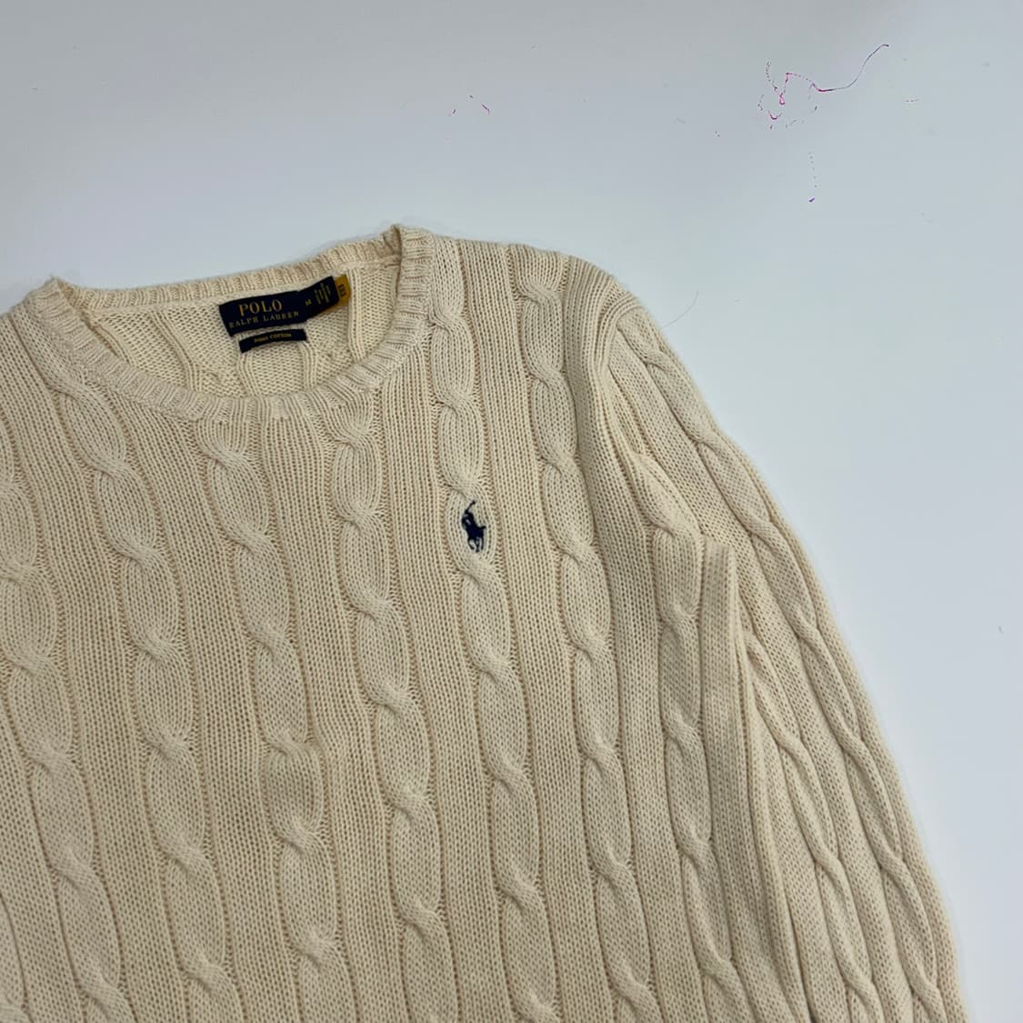 Polo 폴로 네이비 포니 아이보리 케이블 니트 상품이미지4